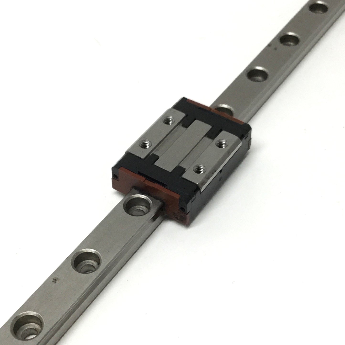 Used Rexroth R044279401 Mini Block Linear Guide Ball Bearing Carriage on 625mm Rail
