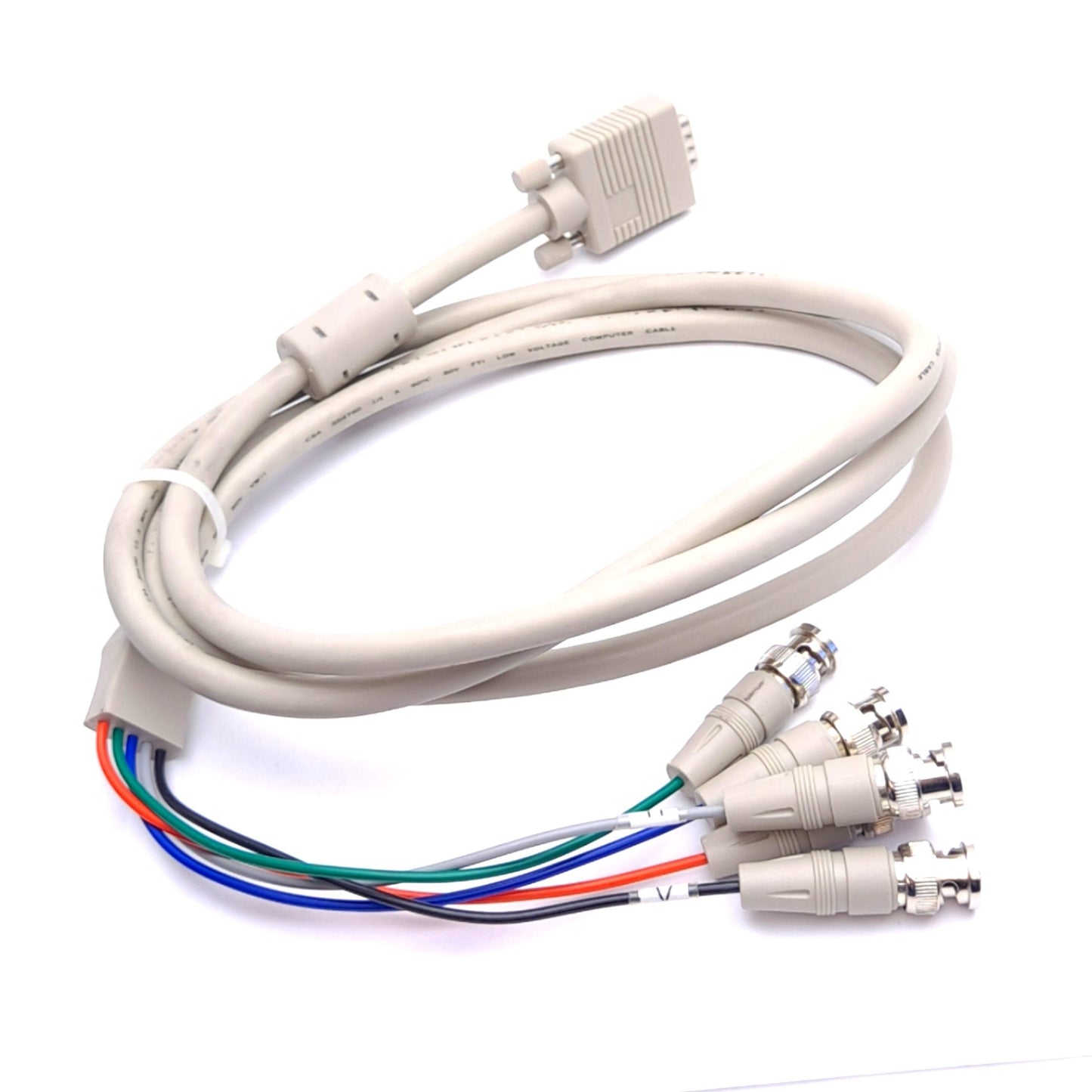 Used Copartner E300060 Breakout Cable, VGA/DE-15 Male to 5-BNC Male, 30V, 6ft Length
