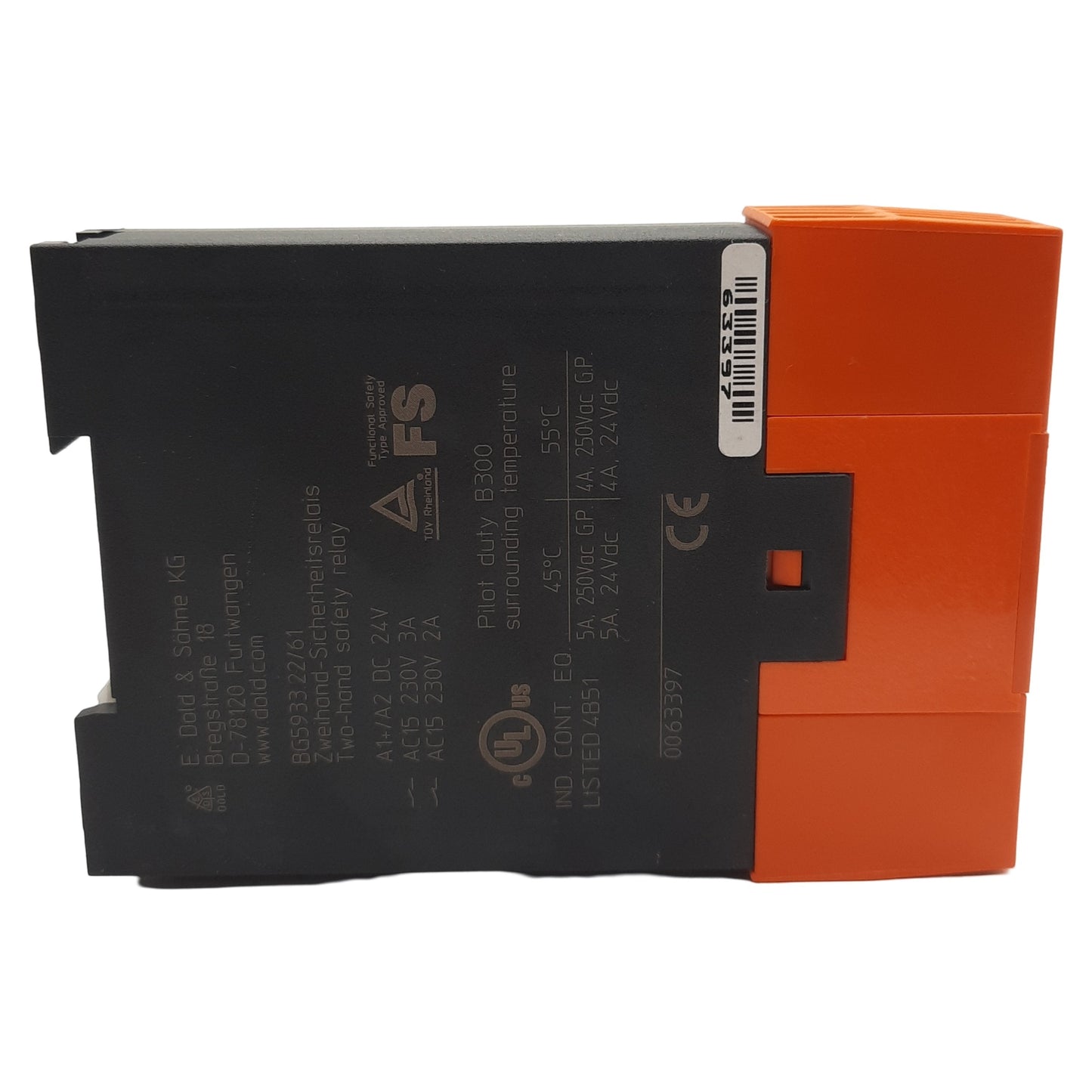 New Dold BG5933-22-61-24 Two-Hand Safety Relay 2-Channel 2NO/1NC 24VDC In 250VAC Out