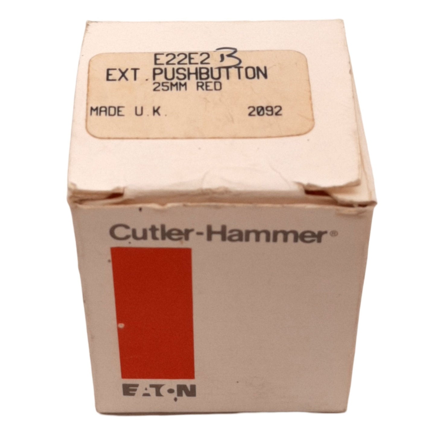 New Cutler-Hammer E22E2 Red Extended Pushbutton Assembly, 22.5mm, with 1NO