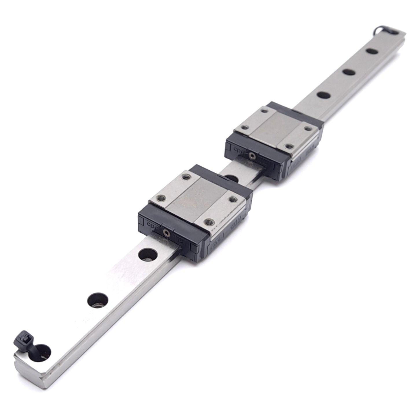 Used CPC MR12MN ZU (x2) Miniature Linear Guide Blocks w/ 12x260mm Rail, 4269N Max