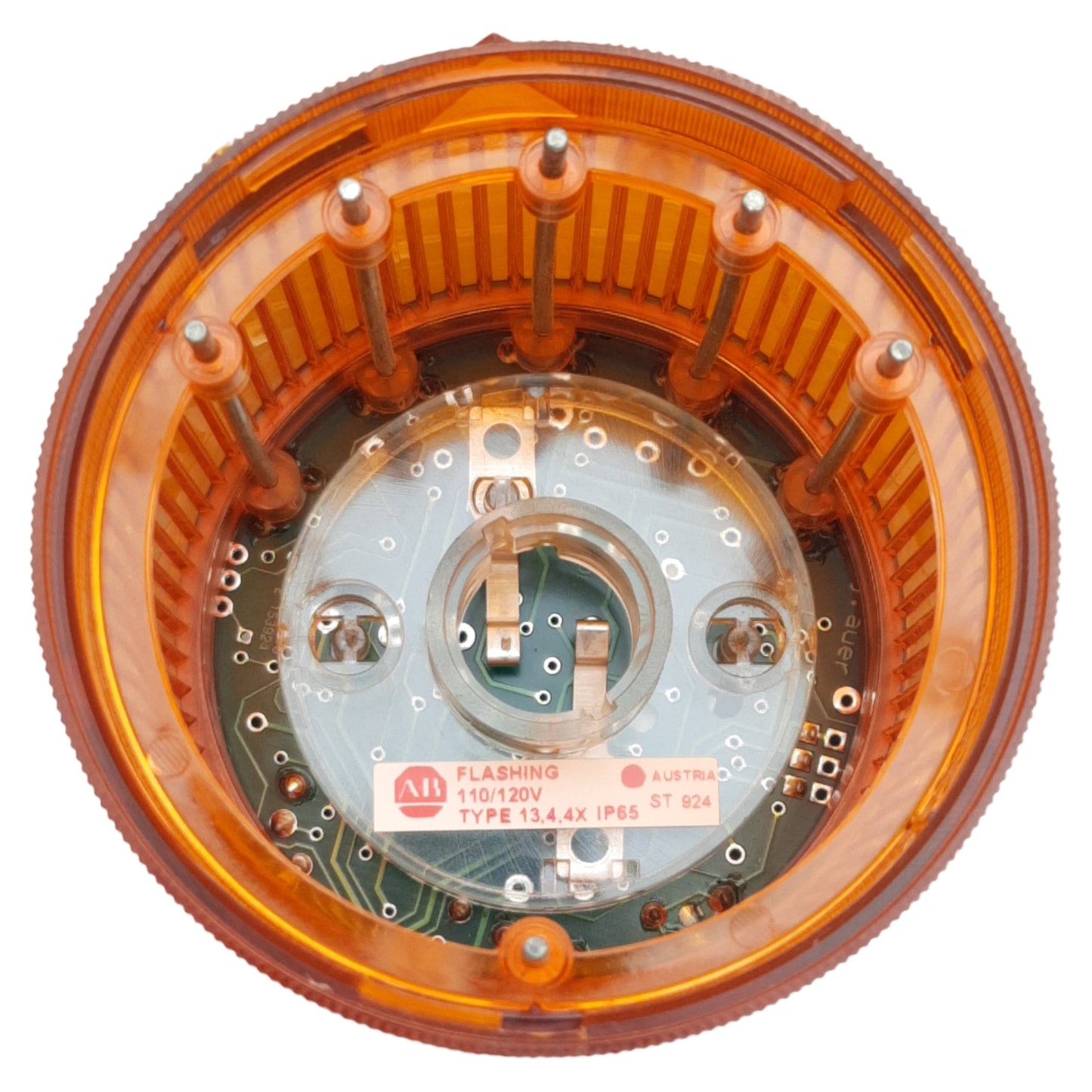 Used Allen Bradley 855T-B10FN5 Incandescent Stack Light, Flashing Amber, 70mm, 120VAC