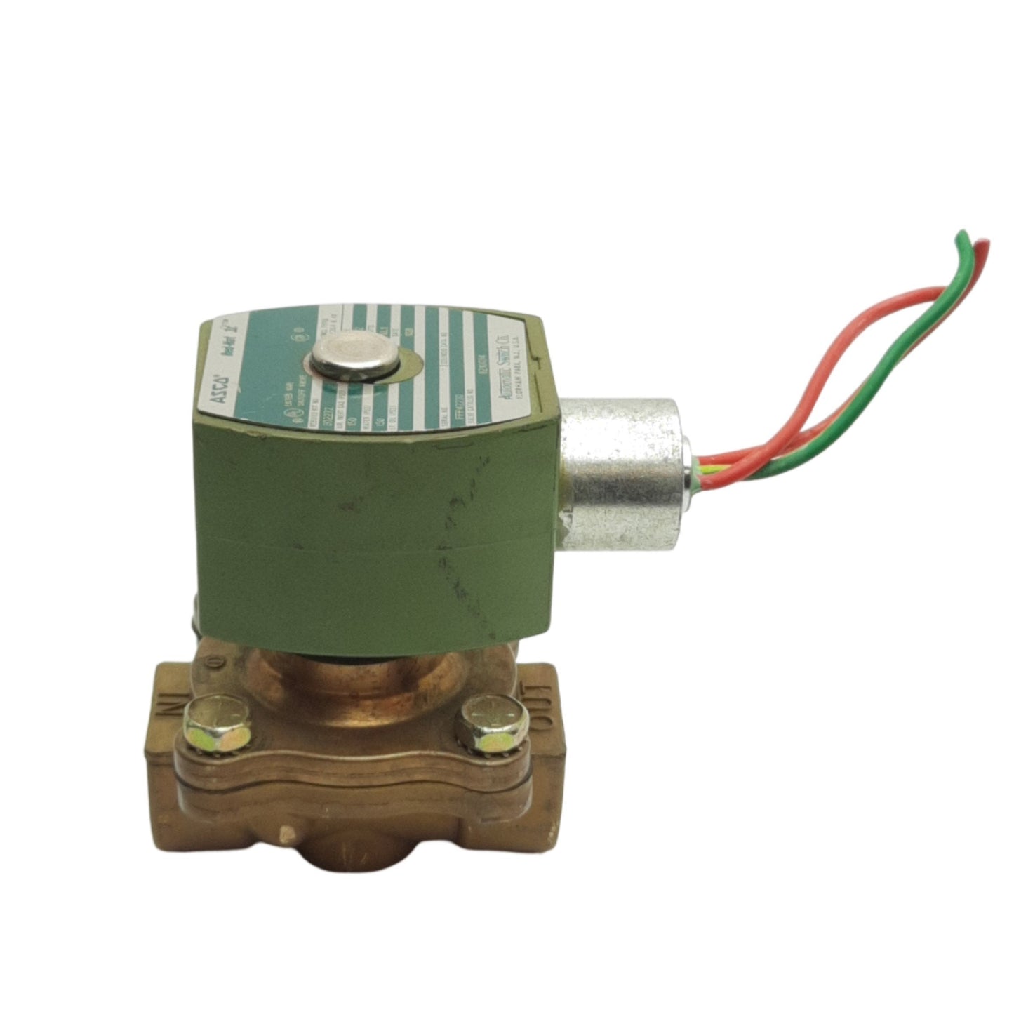 Used Asco 8210G94 Red Hat Solenoid Valve, 1/2in NPT, NC, 150psi Gas/Water, 24VDC Coil