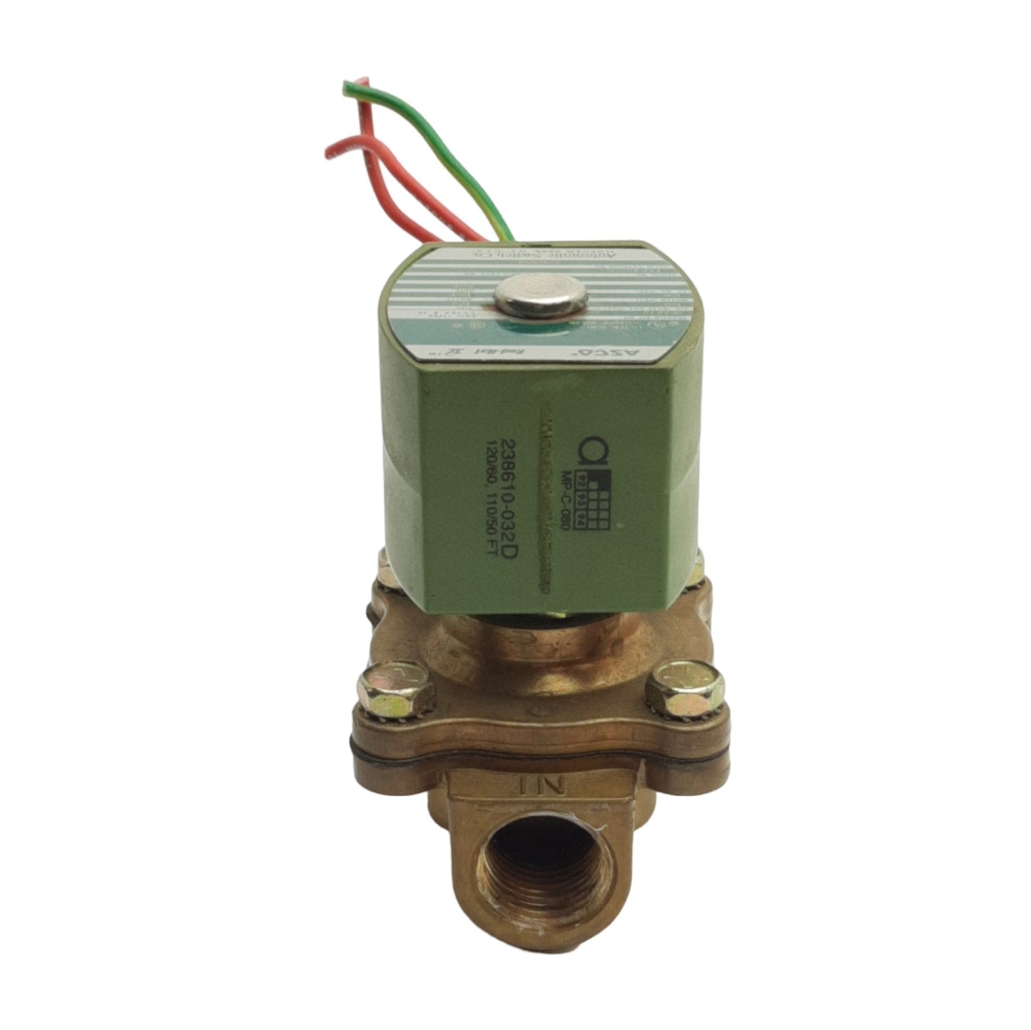 Used Asco 8210G94 Red Hat Solenoid Valve, 1/2in NPT, NC, 150psi Gas/Water, 24VDC Coil
