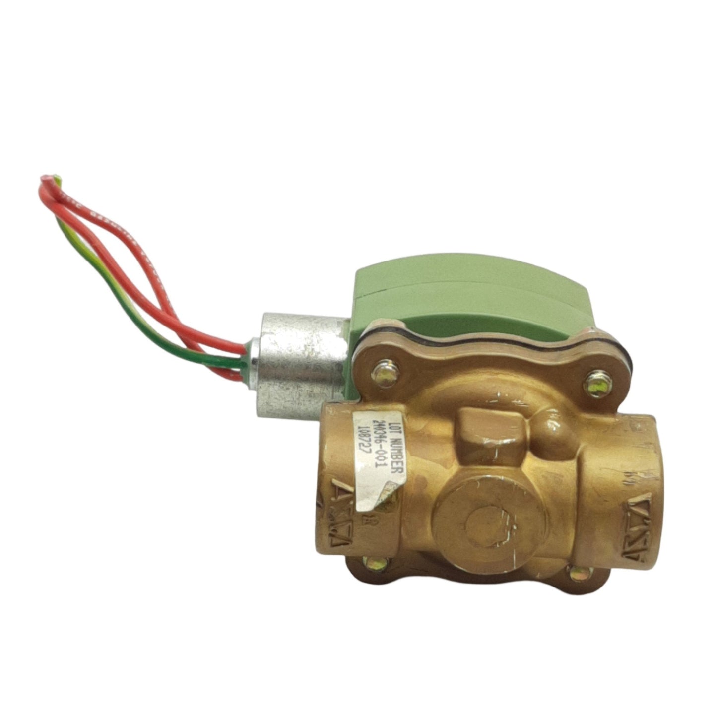 Used Asco 8210G94 Red Hat Solenoid Valve, 1/2in NPT, NC, 150psi Gas/Water, 24VDC Coil