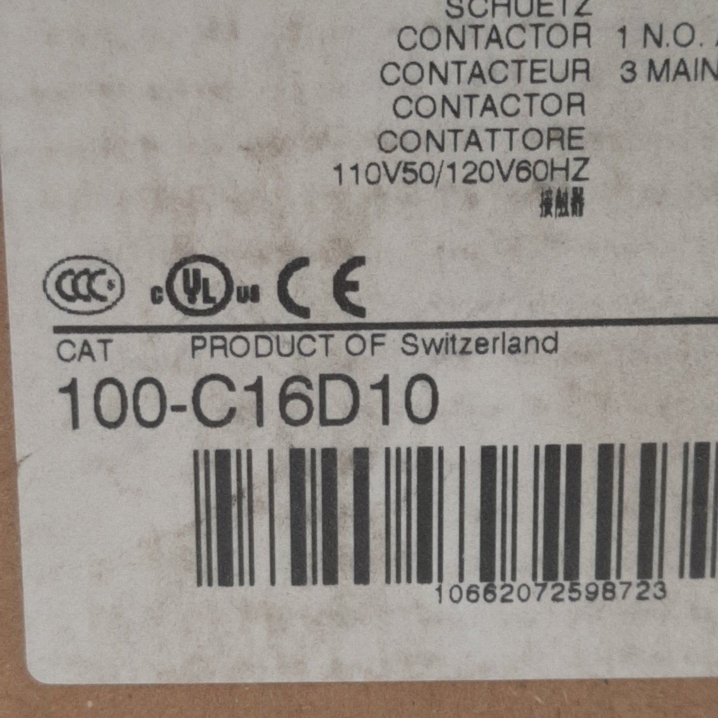 New Allen Bradley 100-C16D10 Contactor, 3-Pole + 1NO, 30A 600VAC, 110/120VAC Coil