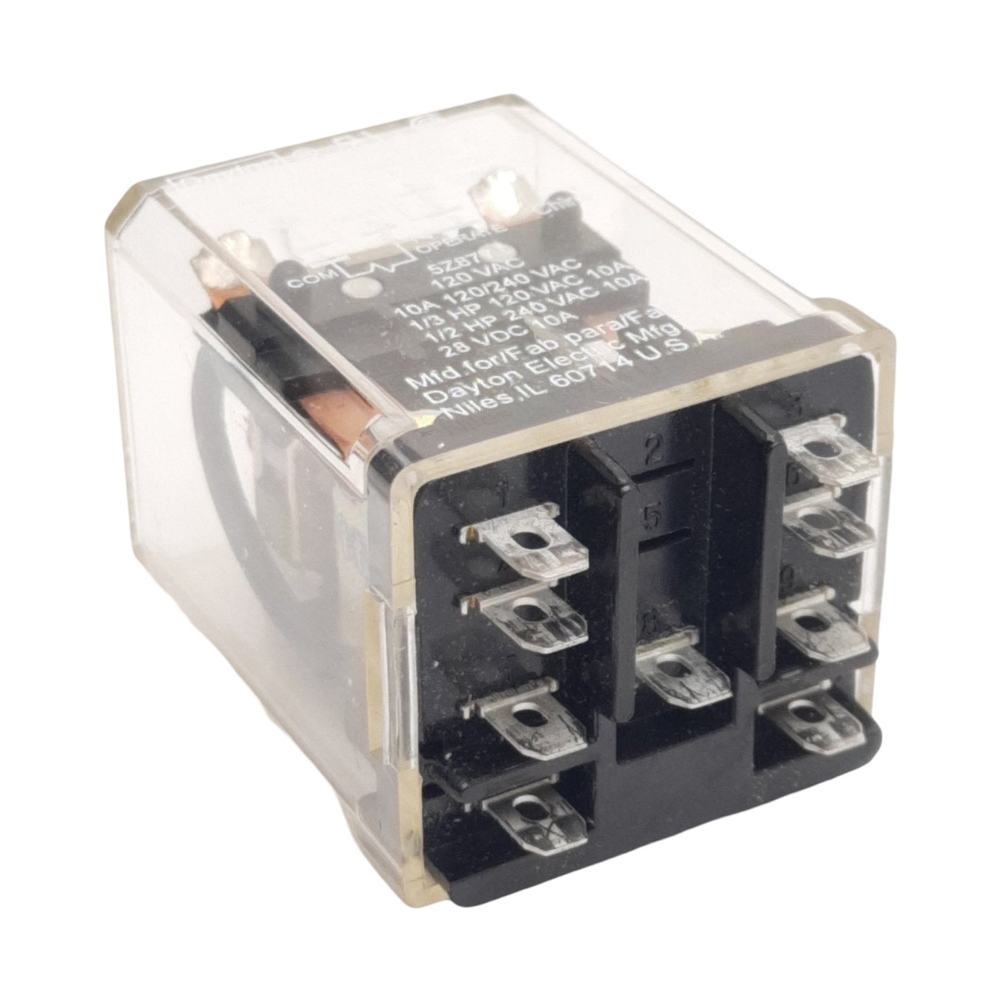 New Dayton 5Z877 Ice Cube Relay, 120/240VAC 10A DPDT Contact, 120VAC Coil, 9-Pin