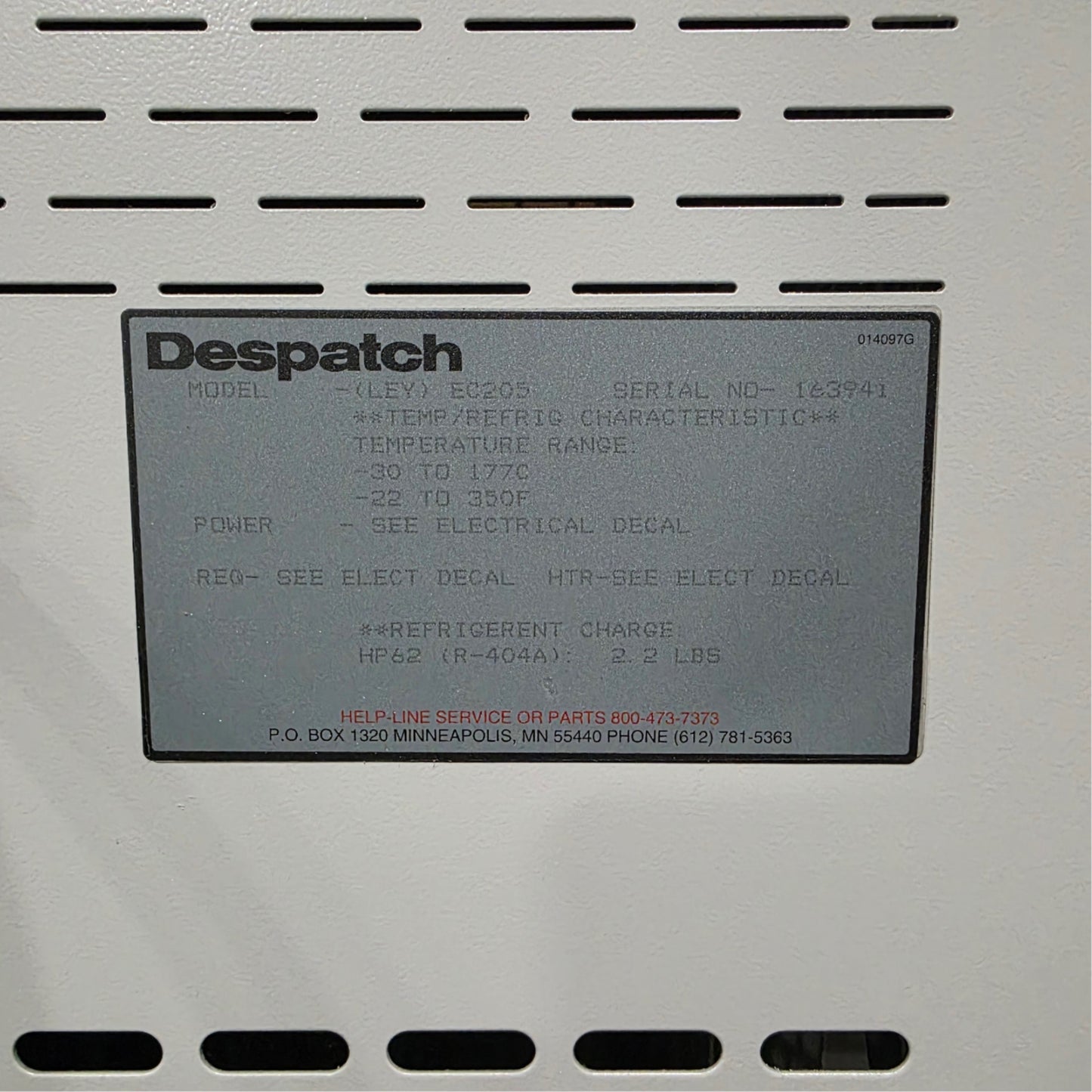 Used Despatch EC205 Ecosphere Environmental Test Chamber -30°C To 177°C, 208VAC 20A