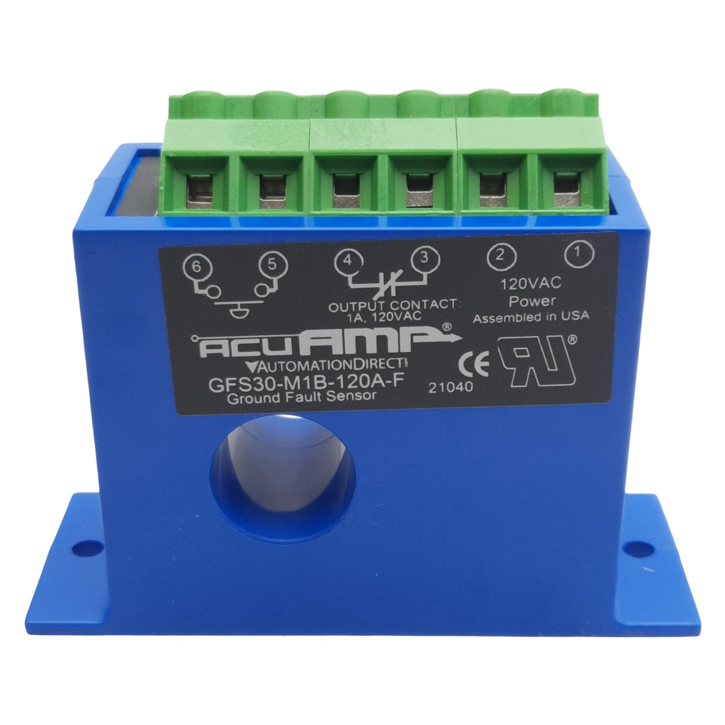 New AcuAMP GFS30-M1B-120A-F Ground Fault Sensor, SPST-NC, 120VAC In, 1A 125VAC Out