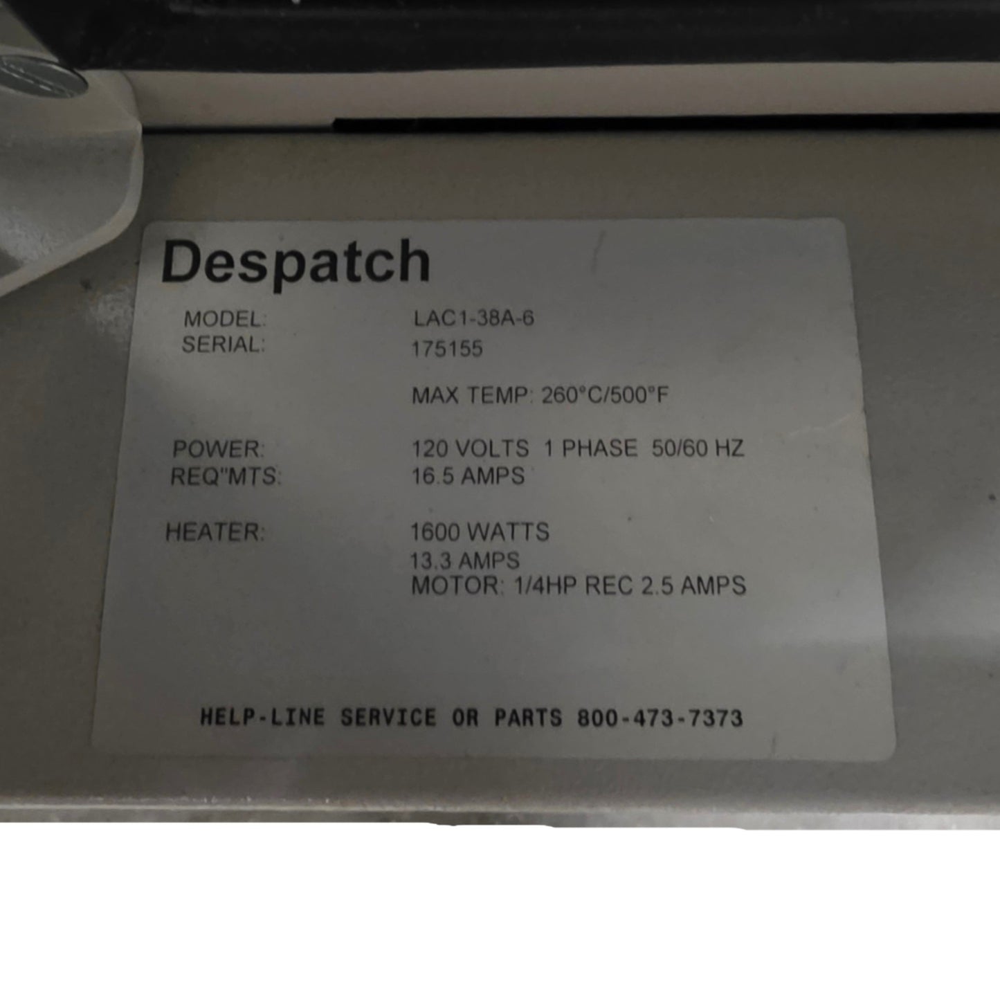 Used Despatch LAC1-38A-6 Benchtop Laboratory Oven 3.7CuFt, 40-260°C, 120VAC 16.5A