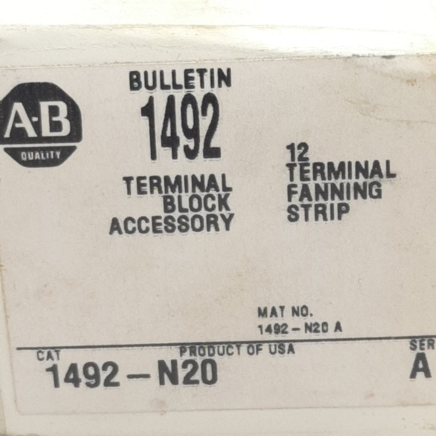 New Allen Bradley 1492-N20 Terminal Fanning Strip, 12-Pole, Screw Terminals
