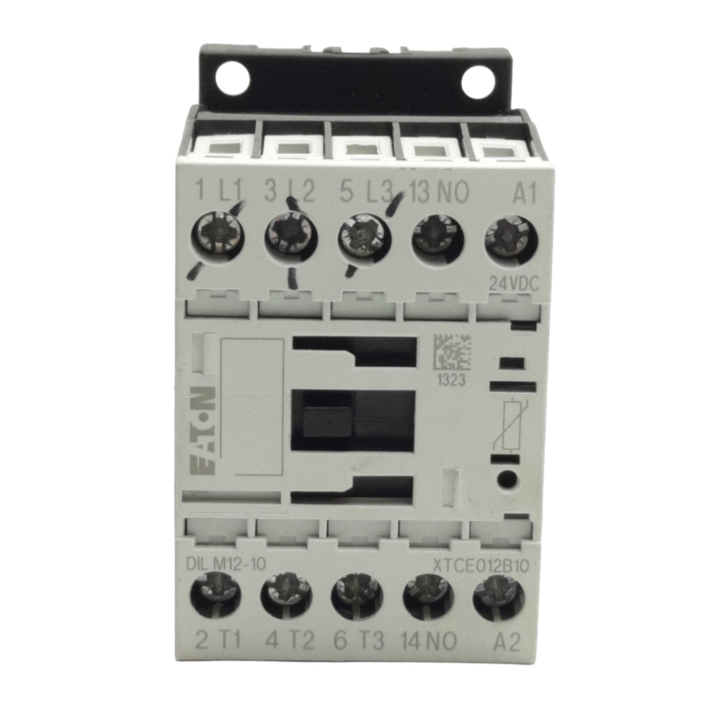 Used Eaton XTCE012B10 IEC Contactor, 3-P + 1NO, 10HP Max, 12A Contact, 24VDC Coil