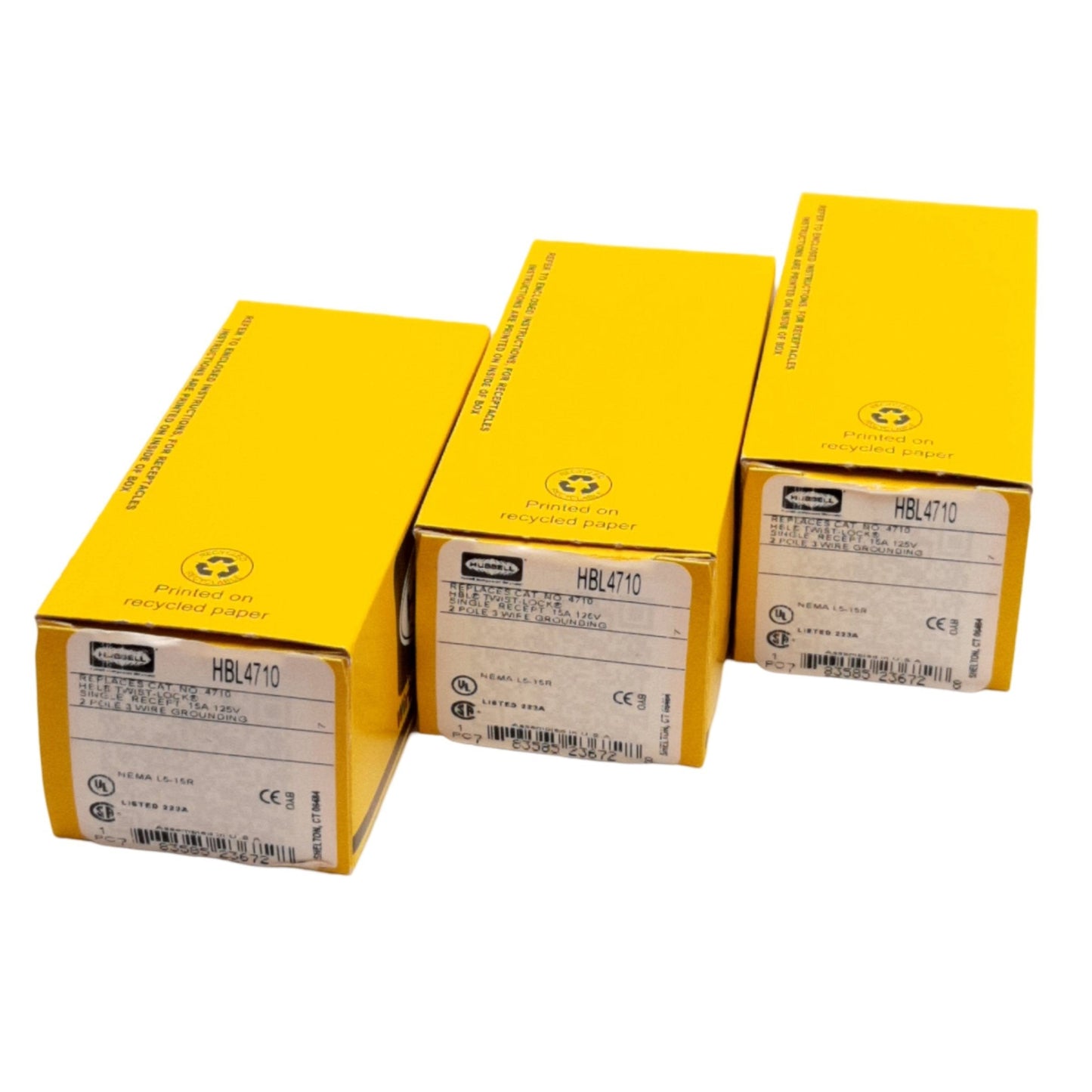 New Hubbell HBL4710 Twist-Lock Receptacle, 2-Pole 3-Wire, 125VAC 15A, ø1.4in