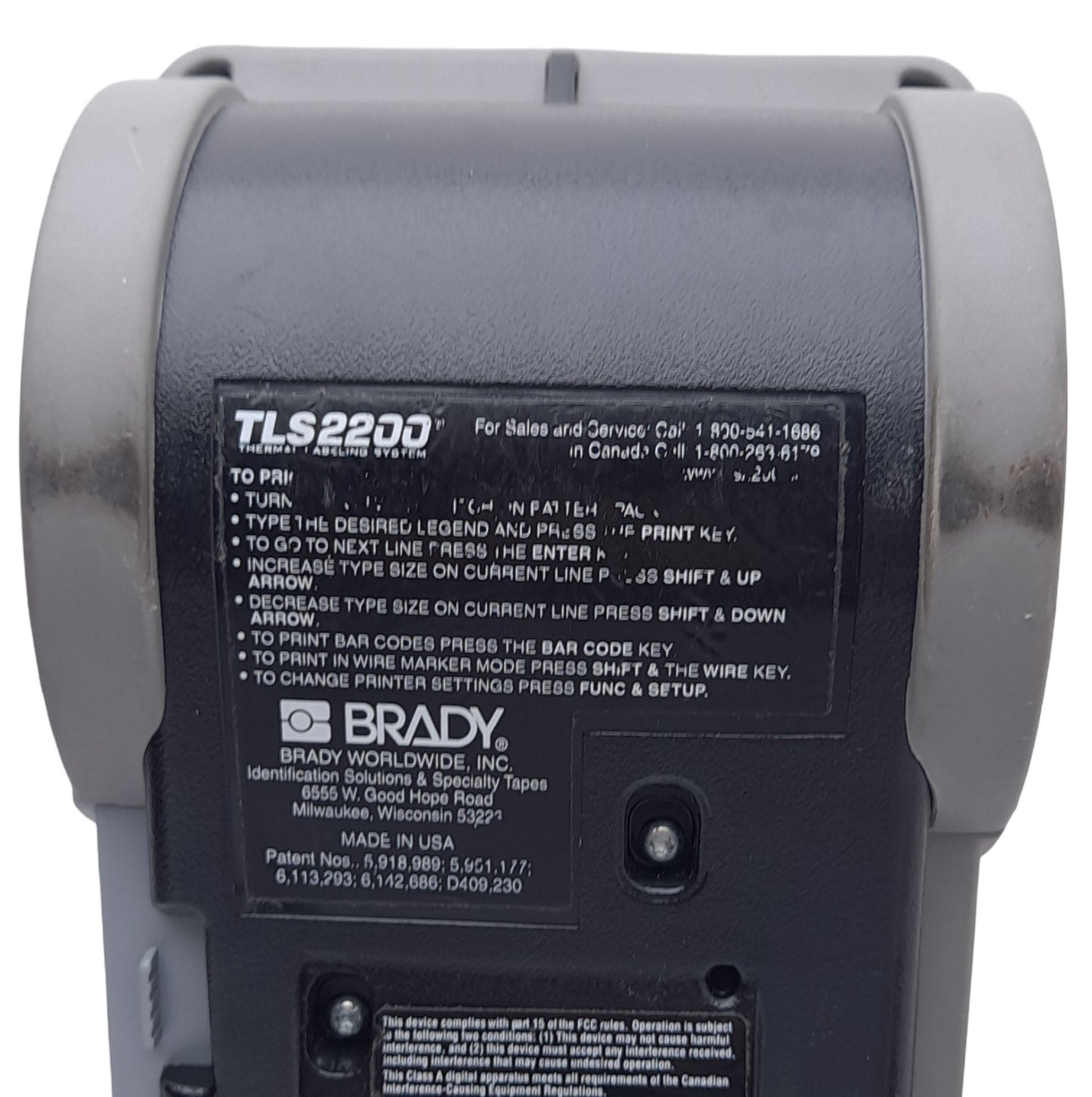 Used Brady TLS2200 Portable Thermal Label Printer System w/ Adapter, 2" Label, 203dpi