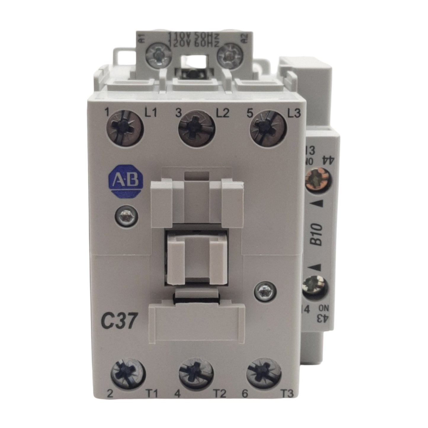 New Allen Bradley 100-C37D10 Contactor, 3-Pole + 1NO, 37A 600VAC, 110/120VAC Coil
