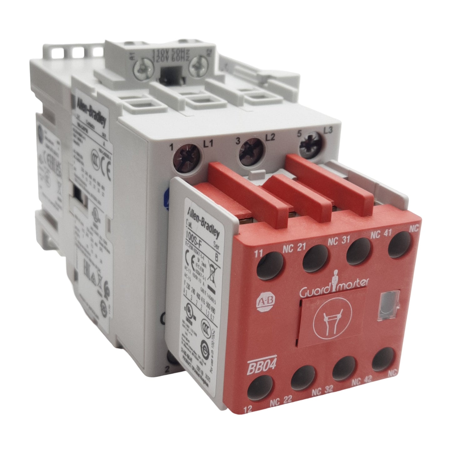 New Allen Bradley 100S-C43D14BC Safety Contactor, 3P 1NO 4NC, 43A 600VAC, 110/120VAC