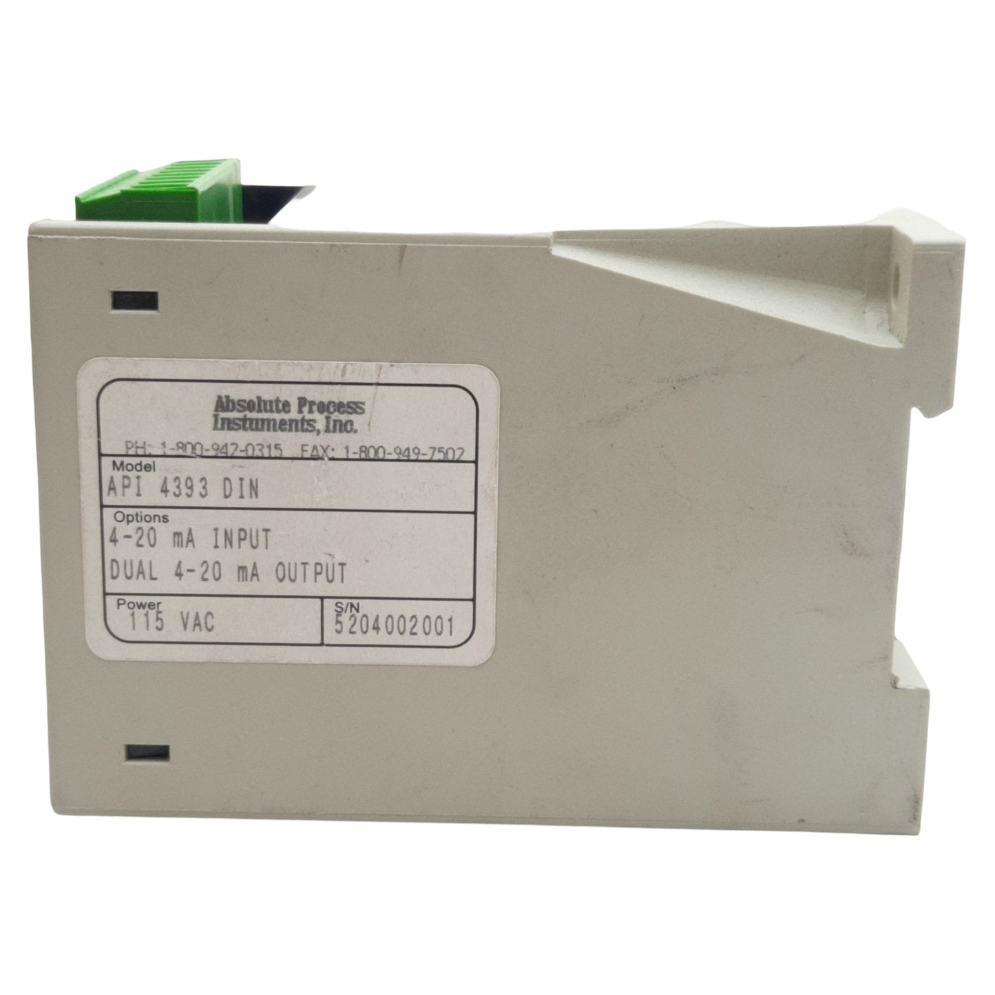 Used API API 4393 DIN DC to DC Isolated Signal Splitter Transmitter, 4-20mA In/Out