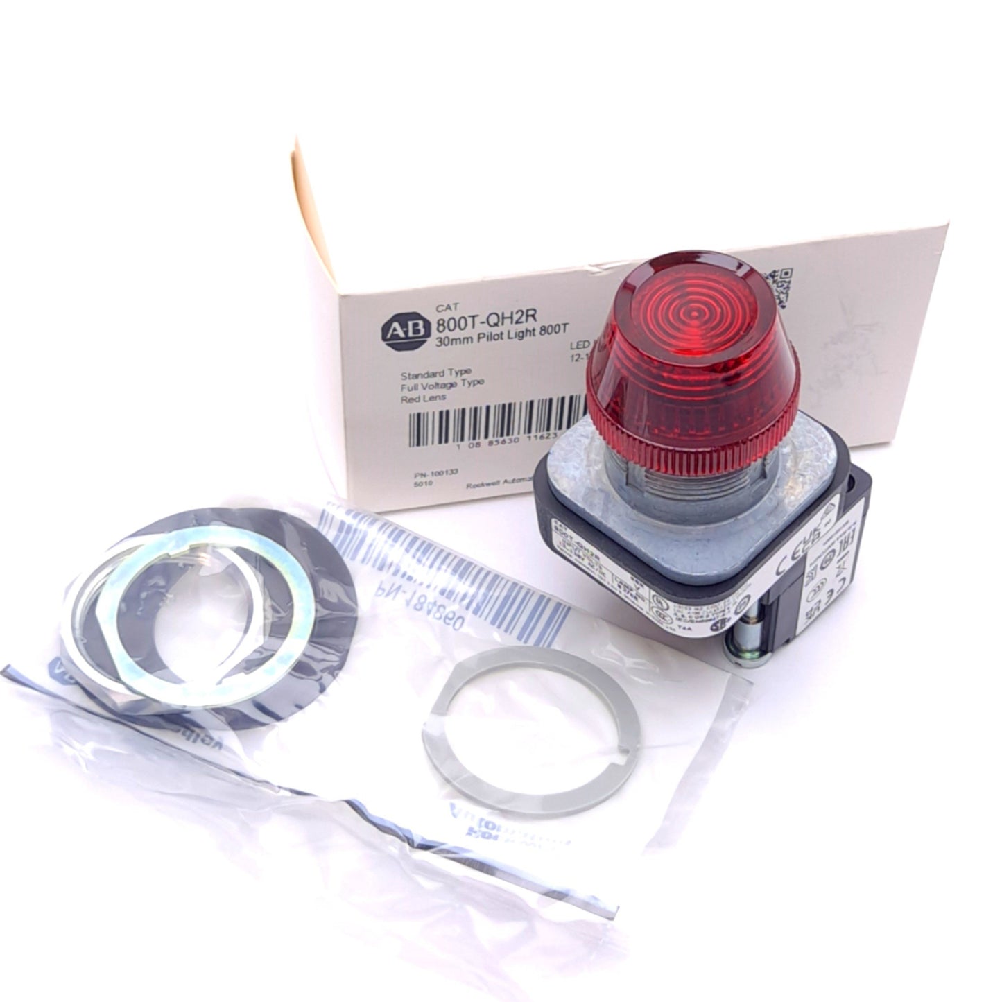 New Allen Bradley 800T-QH2R Indicator Pilot Light, ø30mm, 12-130V AC/DC, LED, Red