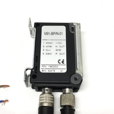 Used STM V91-BP/N-01 Adjustable Optical Sensor Amplifier, 10-30VDC, PNP/NPN 100mA