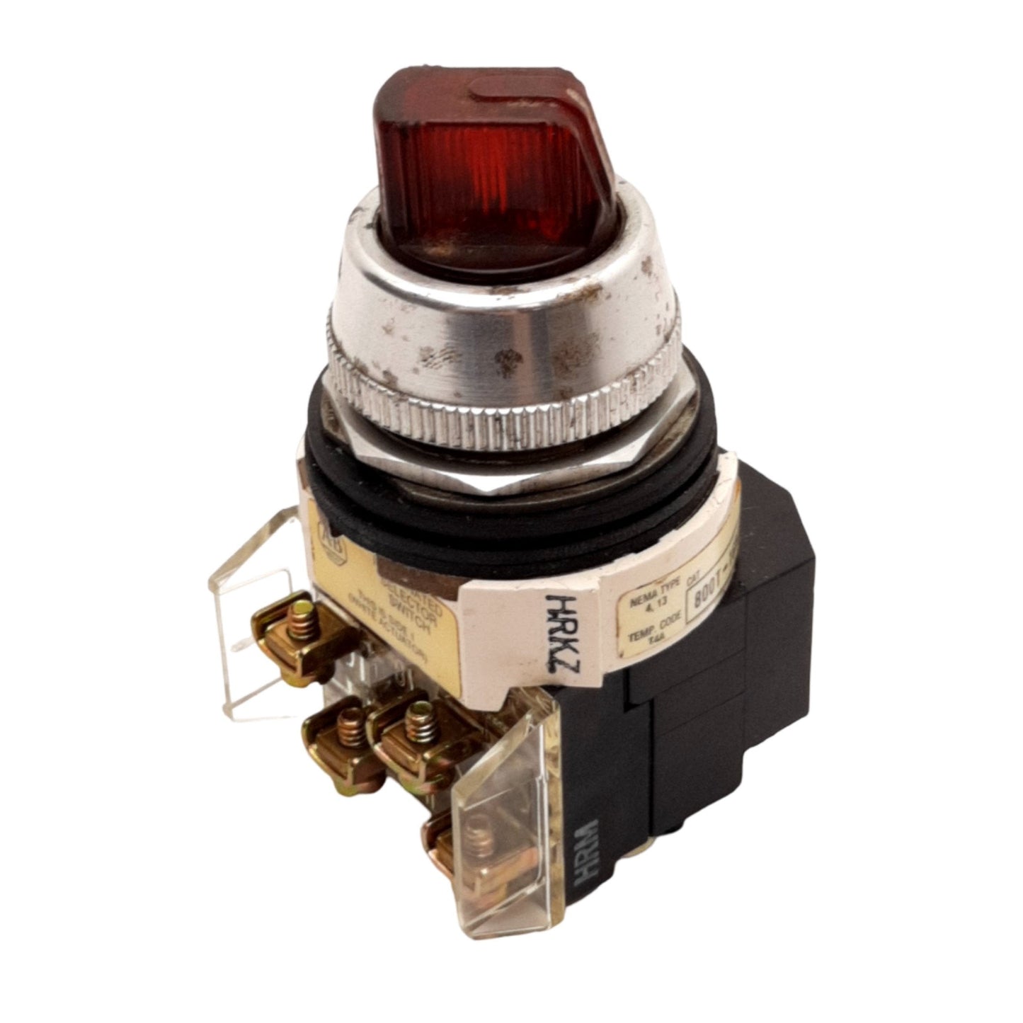 Used Allen-Bradley 800T-16HX2KB6 Series T Illuminated Selector Switch, 1NO 1NC