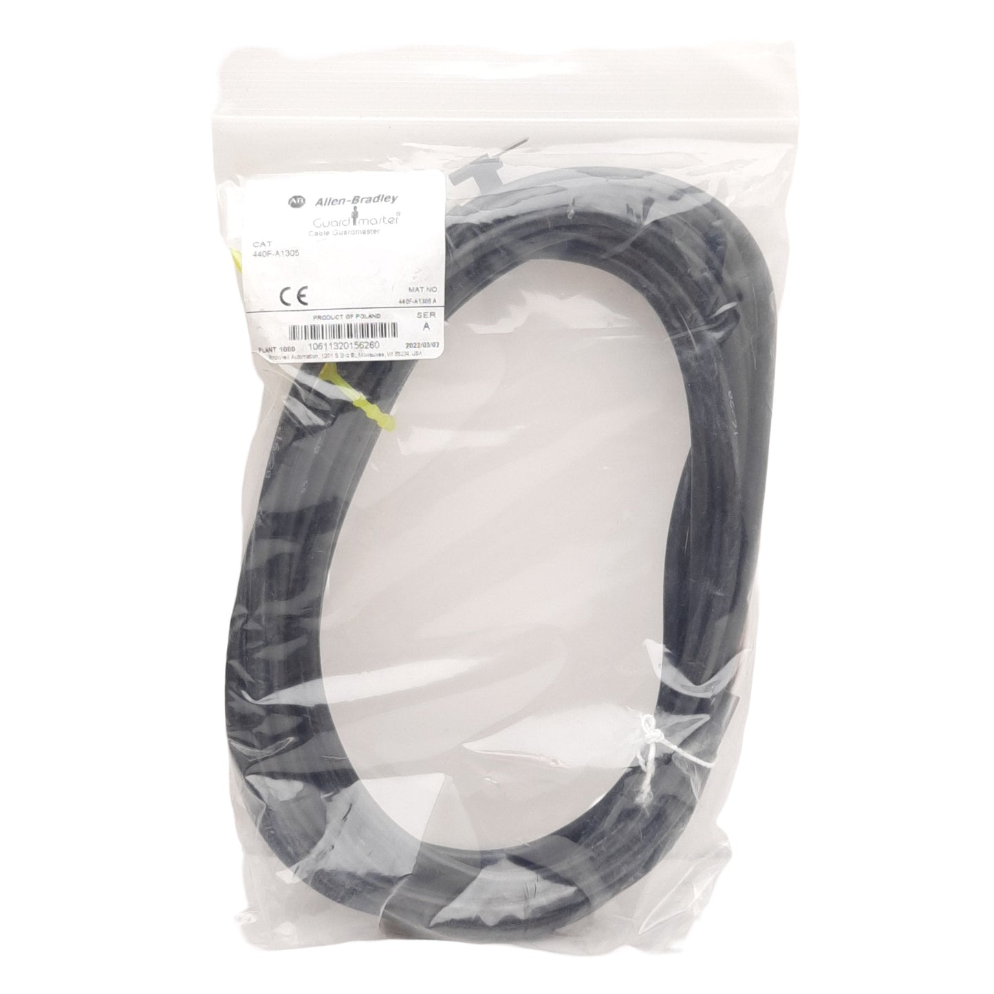 New Allen Bradley 440F-A1305 Guardmaster Connector Cable, 2-Pin to 2-Wire, 5m