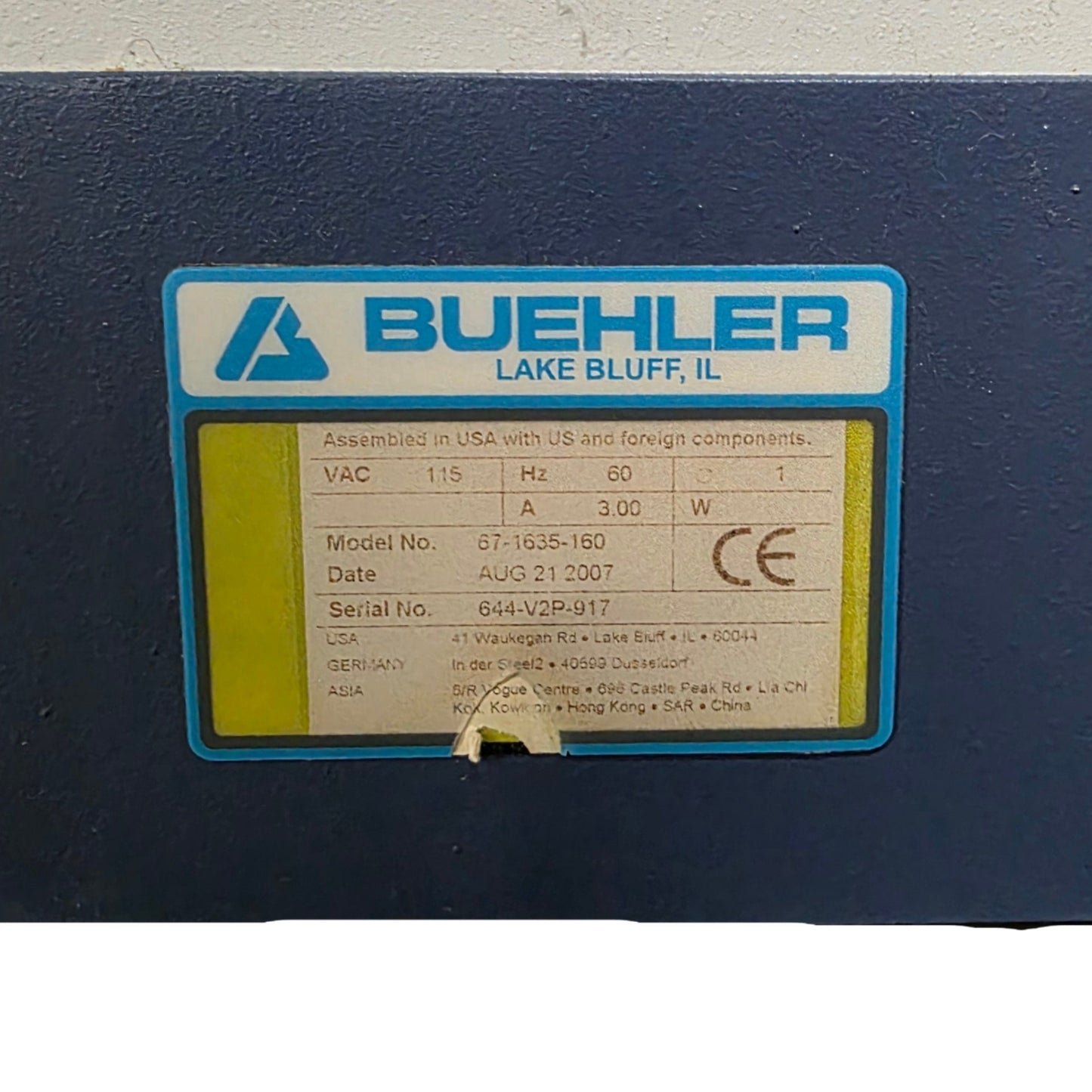 Used Buehler 67-1635-160 VibroMet 2 Vibratory Polisher 12" Bowl, 7200CPM, 115VAC
