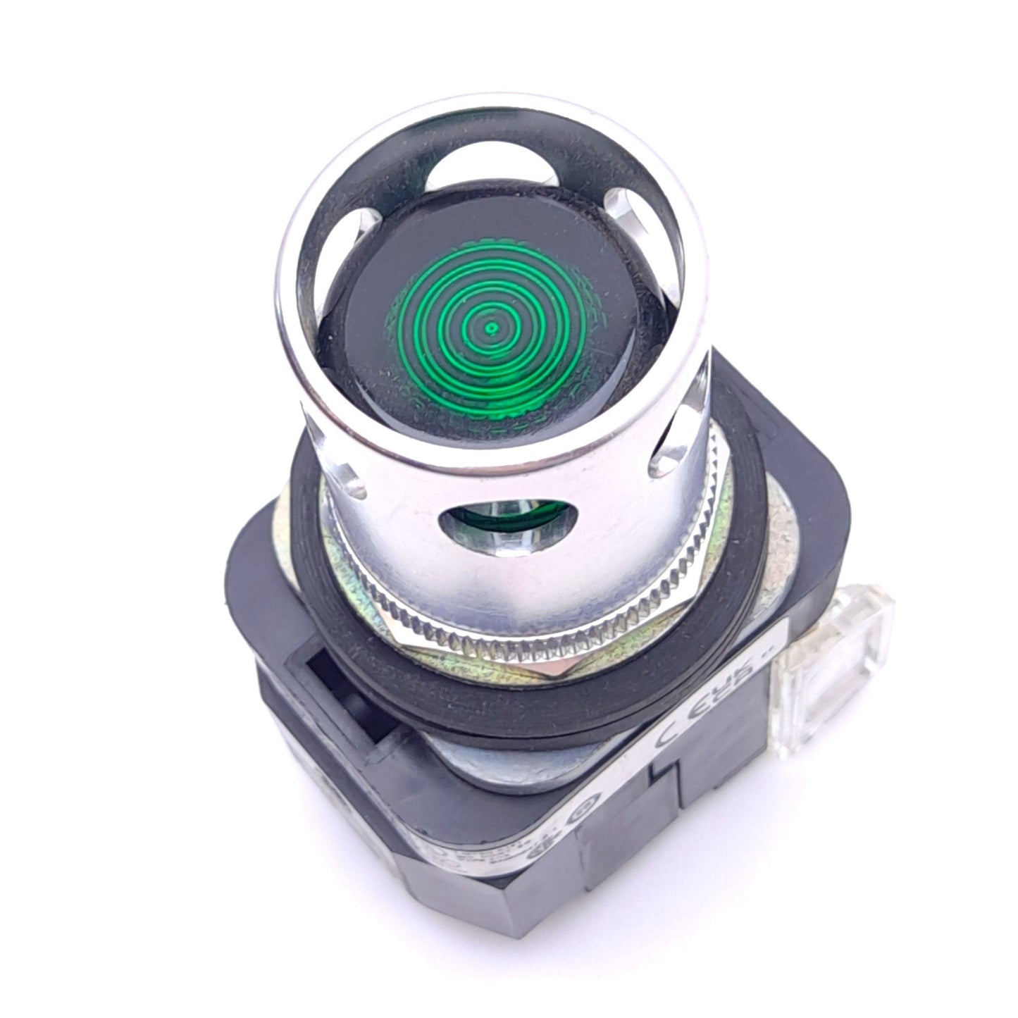 Used Allen Bradley 800T-PBH16G Pushbutton Switch w/ Guard, ø30mm,1NO 1NC, 600VAC 10A