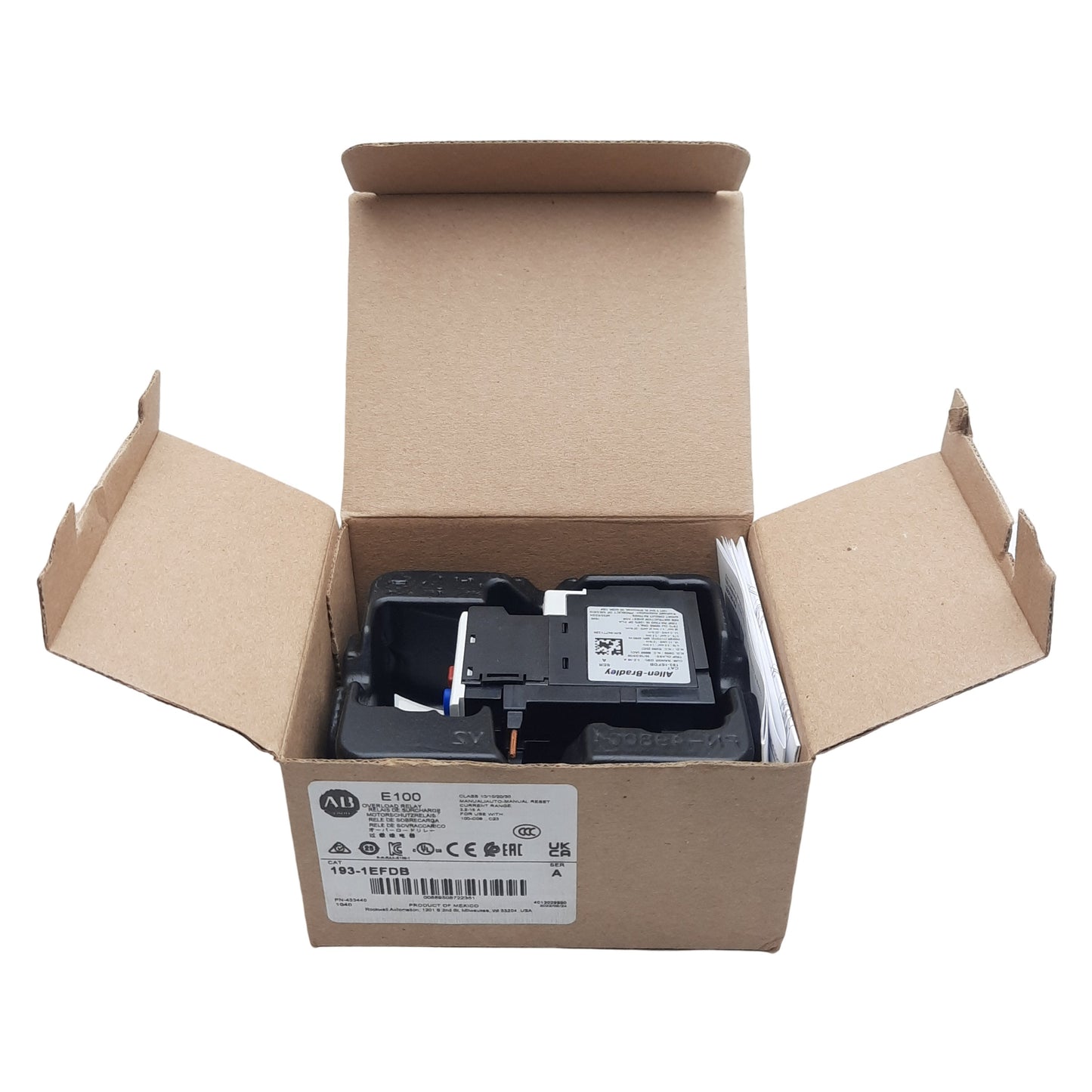New Allen Bradley 193-1EFDB Thermal Overload Relay, 3.2-16A, 1N.O. + 1N.C., 600VAC