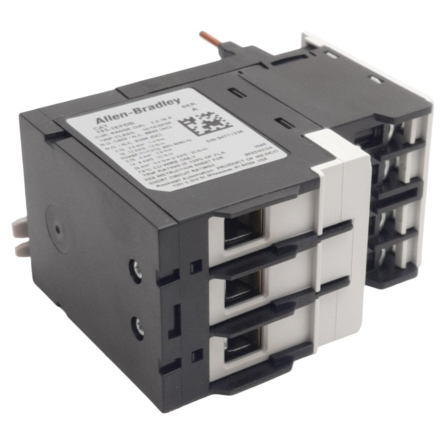 New Allen Bradley 193-1EFDB Thermal Overload Relay, 3.2-16A, 1N.O. + 1N.C., 600VAC
