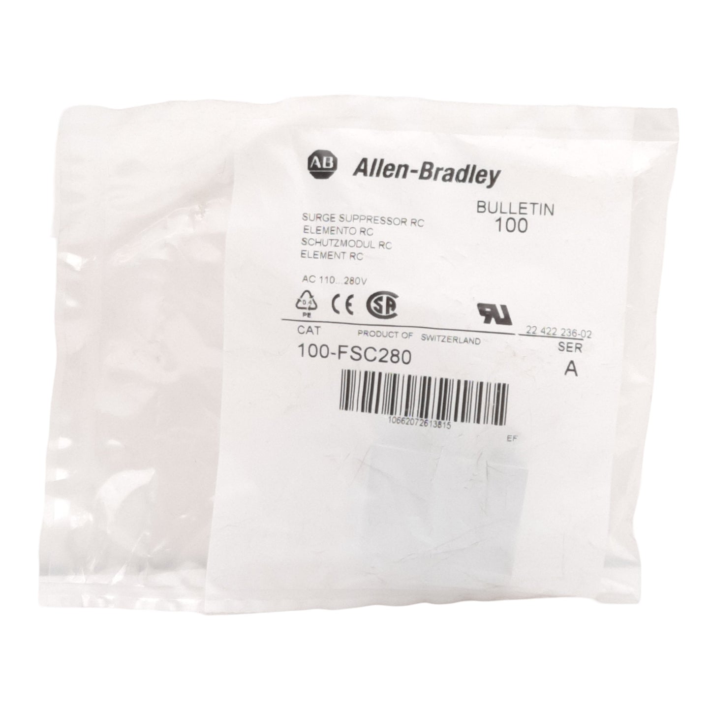 New Allen Bradley 100-FSC280 Surge Suppressor Resistor Capacitor, 110-280VAC, 100-C
