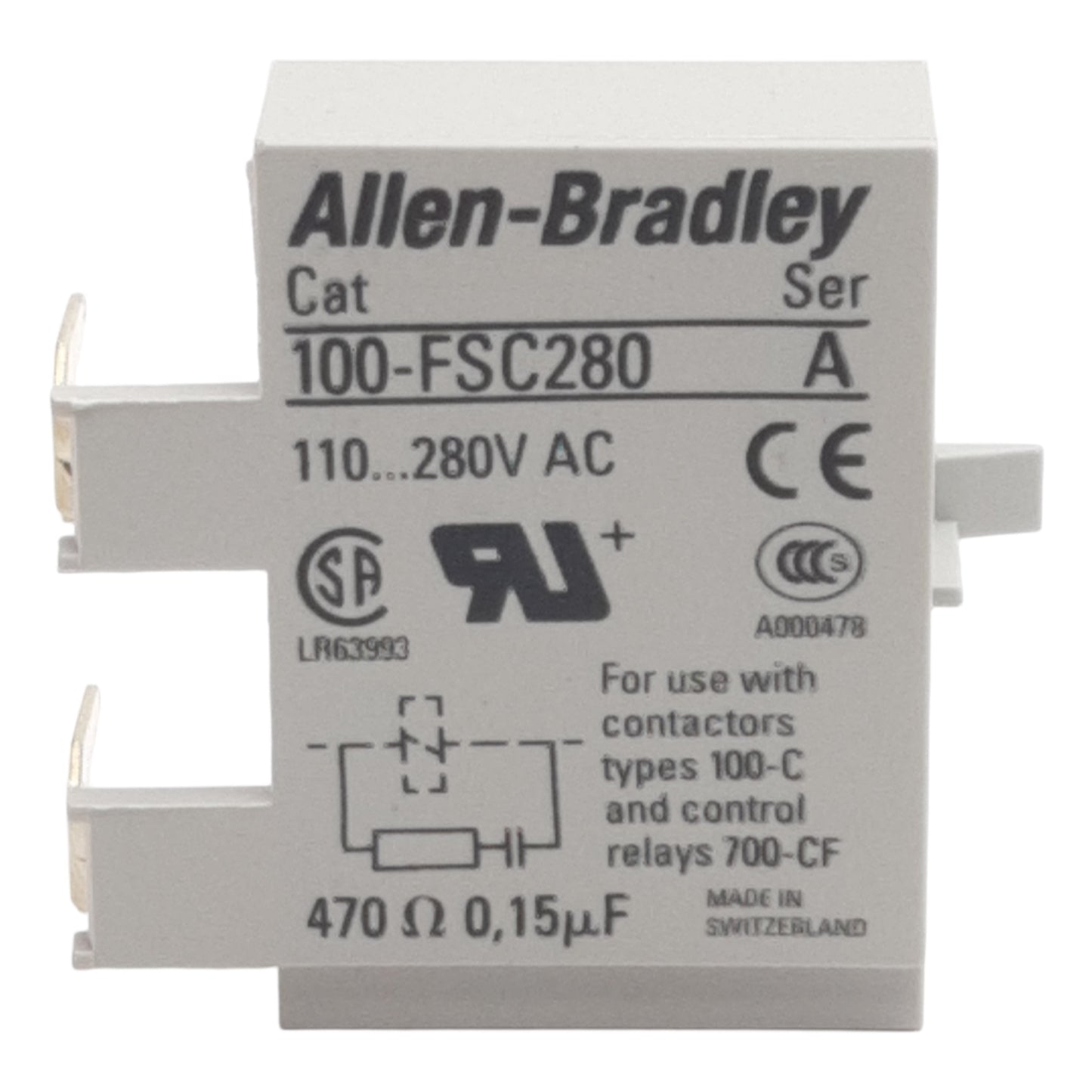New Allen Bradley 100-FSC280 Surge Suppressor Resistor Capacitor, 110-280VAC, 100-C