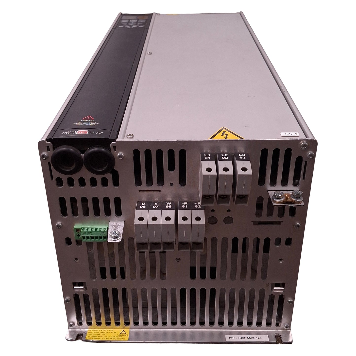 Used Danfoss VLT5042PT5C20SBR3DLF00A00 VLT 5000 VFD, 3Ø 0-500VAC 52.5kVA 0-1000Hz