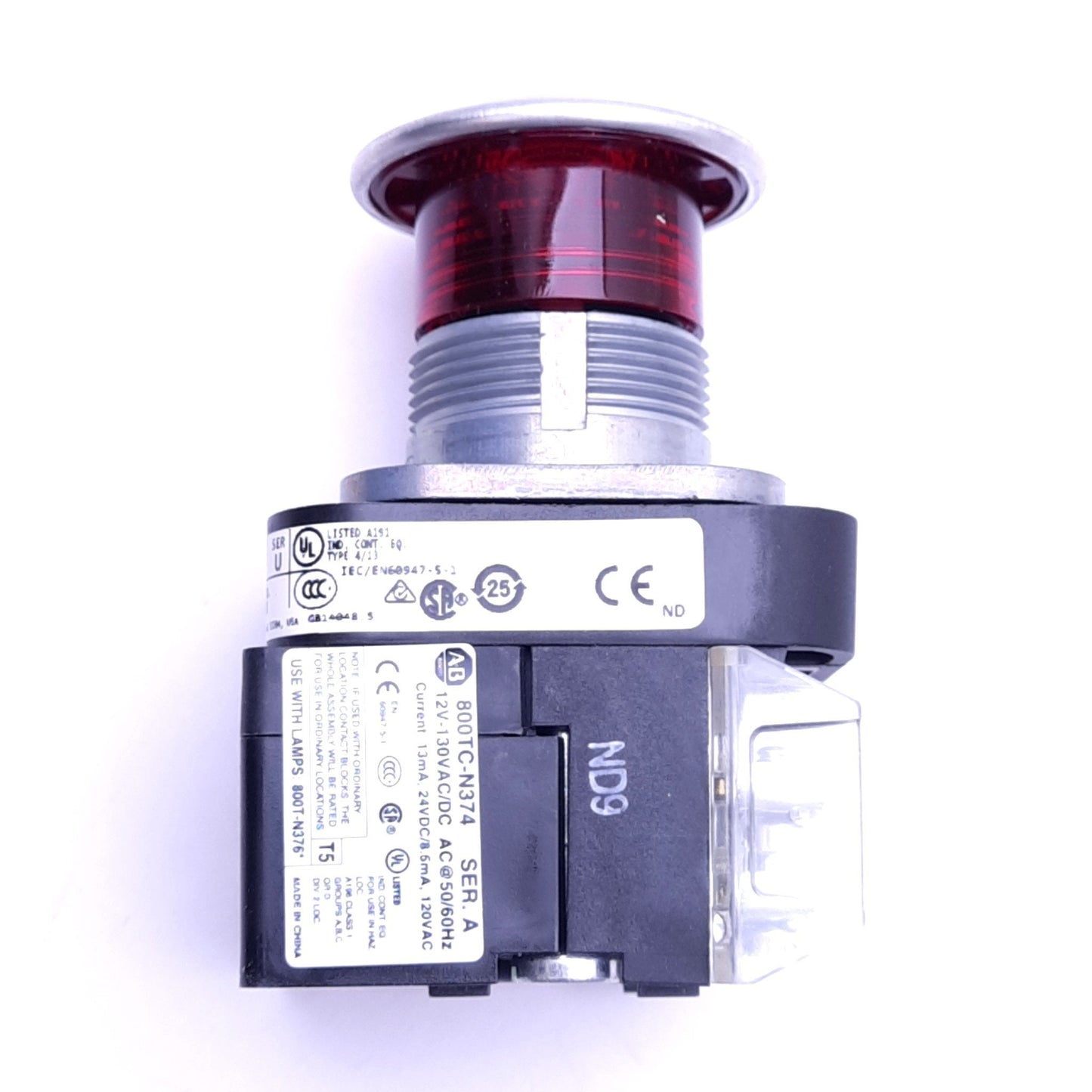 New Allen Bradley 800T-FXQH2RA1, Push/Pull E-Stop Switch, ø30mm, 1NCLB 1NO, 130V
