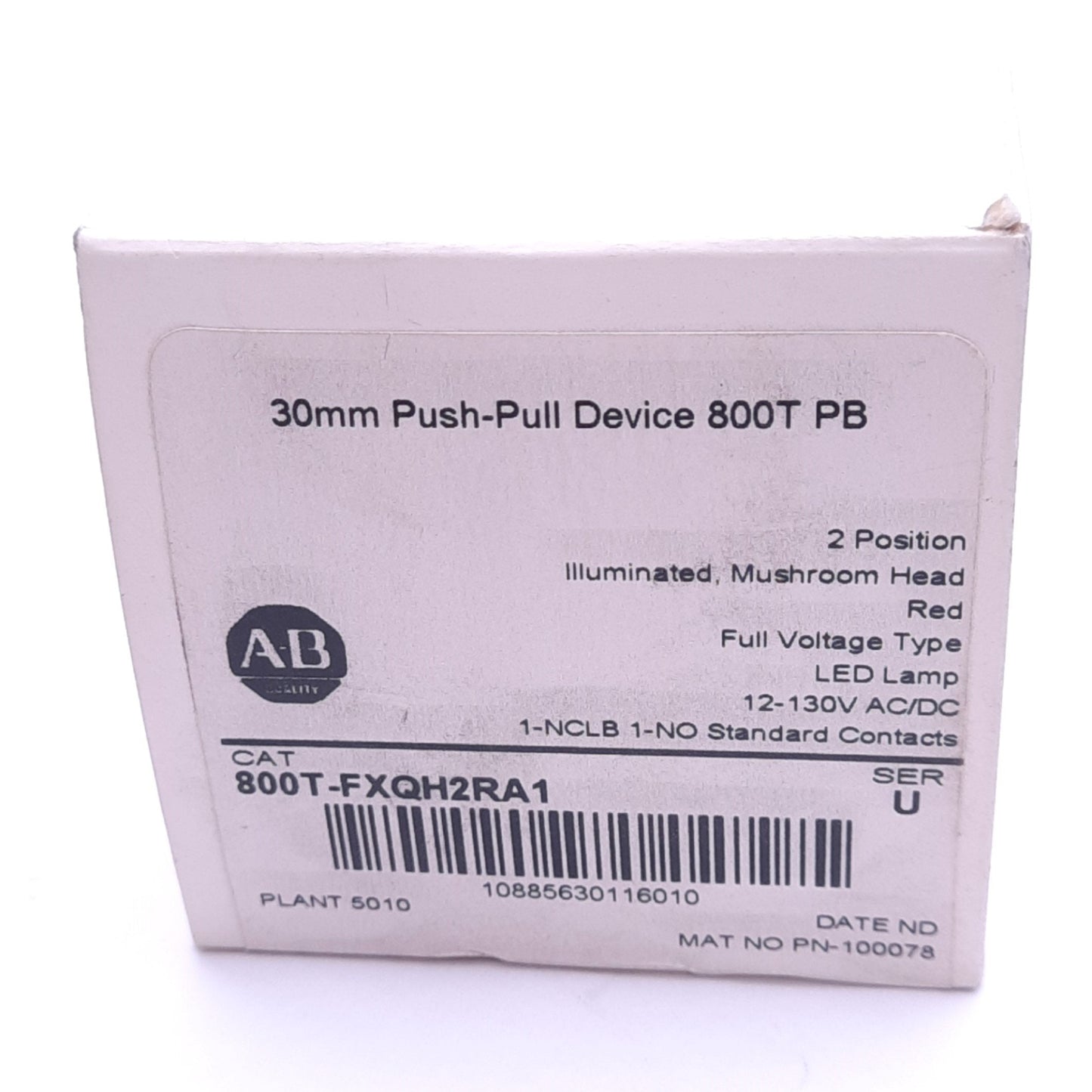 New Allen Bradley 800T-FXQH2RA1, Push/Pull E-Stop Switch, ø30mm, 1NCLB 1NO, 130V
