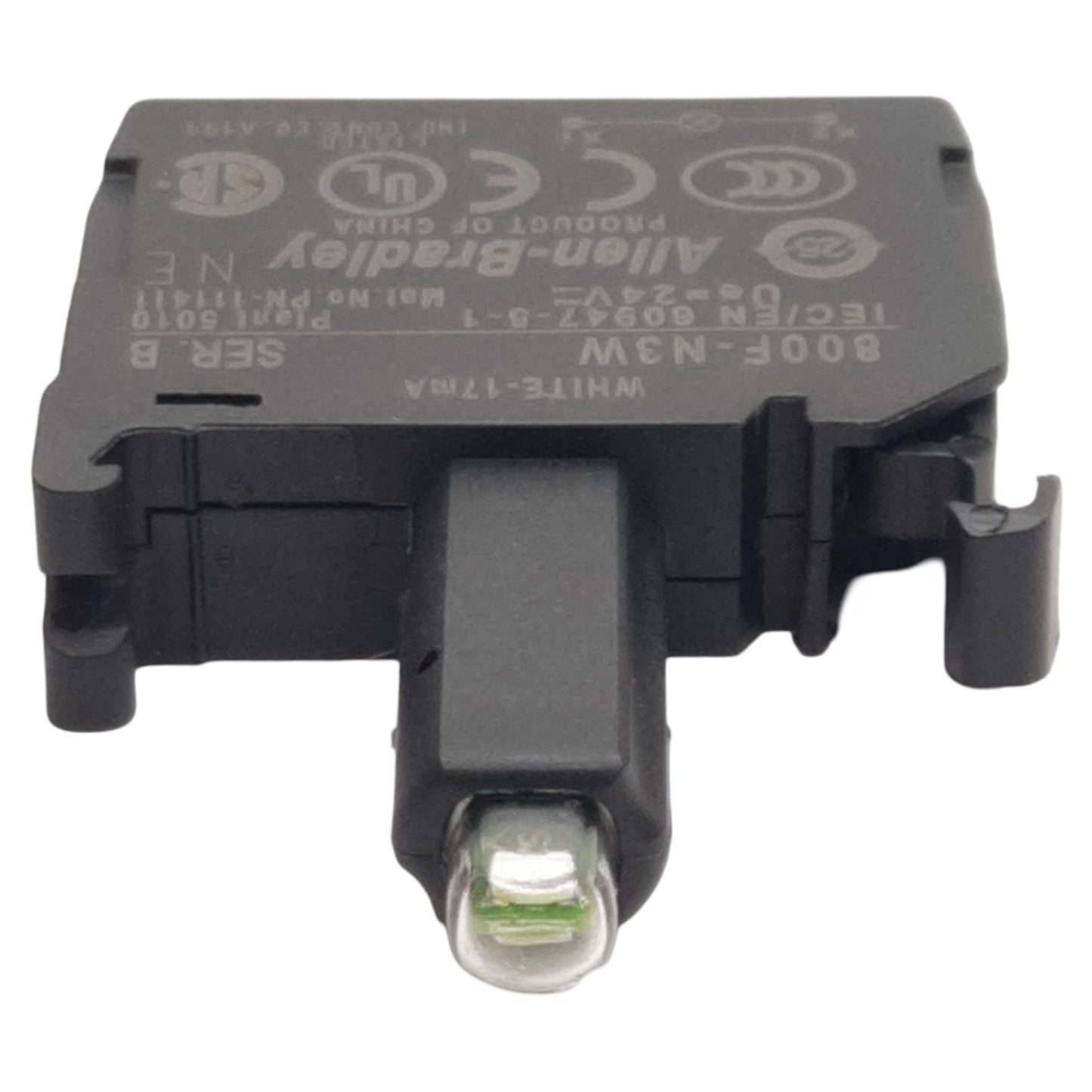Used Allen Bradley 800F-N3W LED Module, White 17mA, 24VAC/VDC, 22mm, Latch Mount