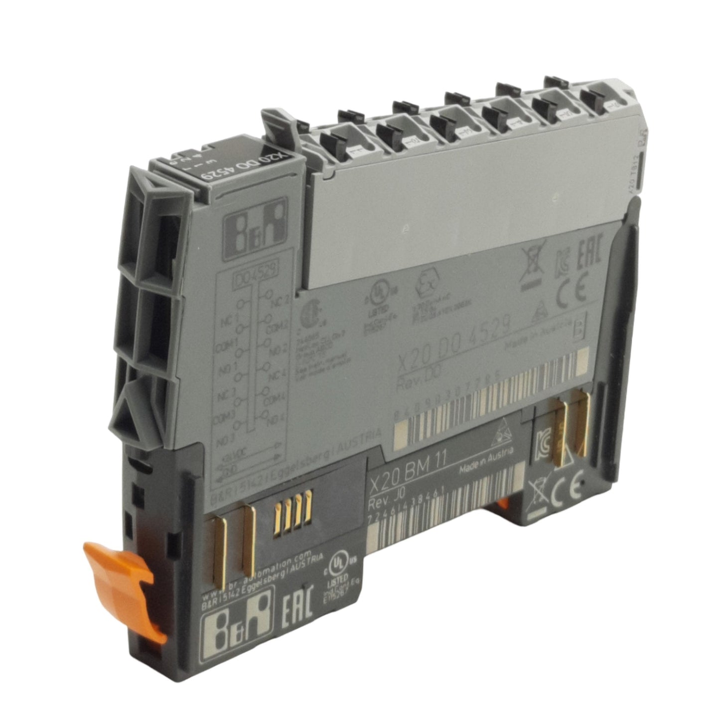 Used B&R X20D04529 Digital Output Module 4-CO, 4A 30VDC / 2A 115VAC Contact Rating