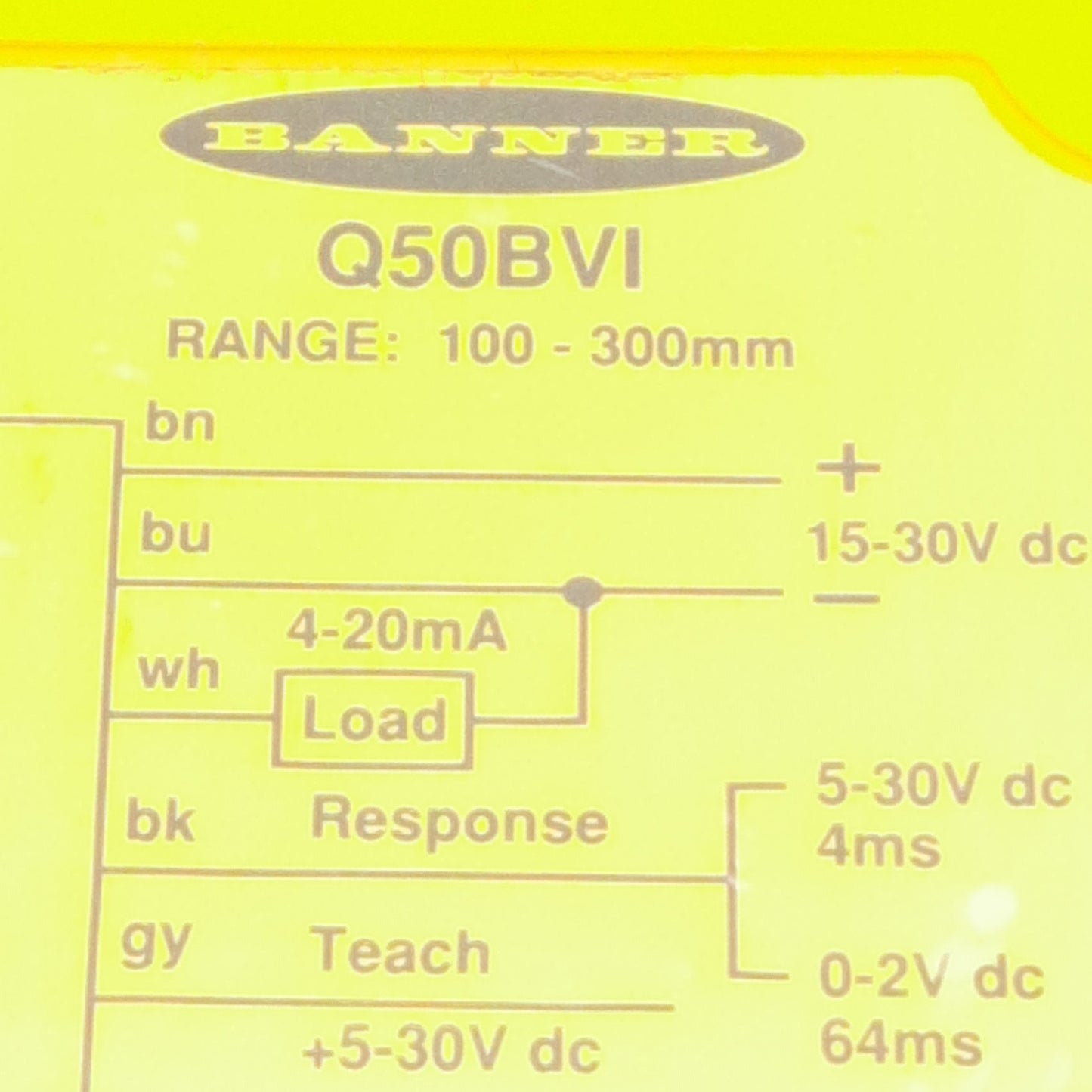 New Banner Q50BVI L-GAGE LED Measurement Sensor, 100-300mm Range, 15-30VDC, 4-20mA