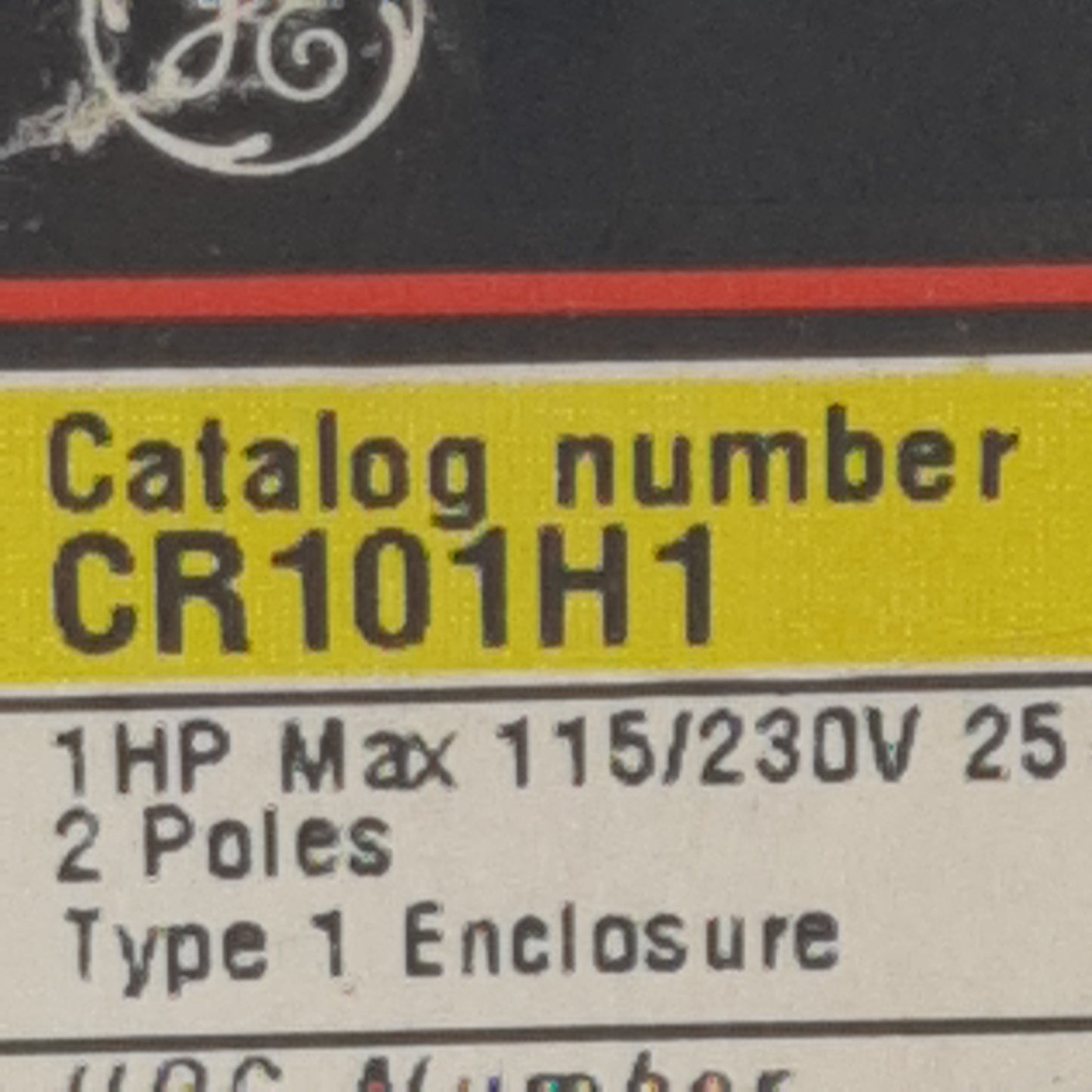 New General Electric CR101H1 Manual Motor Starter, 2-Poles, 1HP Max, 115-230VAC