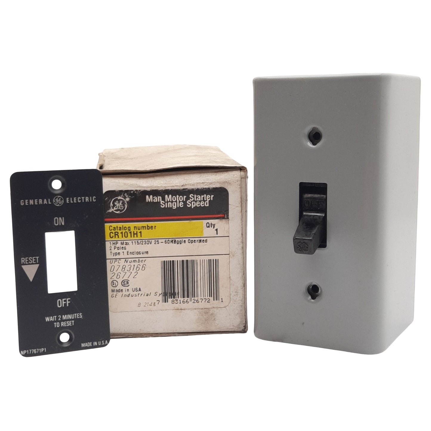 New General Electric CR101H1 Manual Motor Starter, 2-Poles, 1HP Max, 115-230VAC