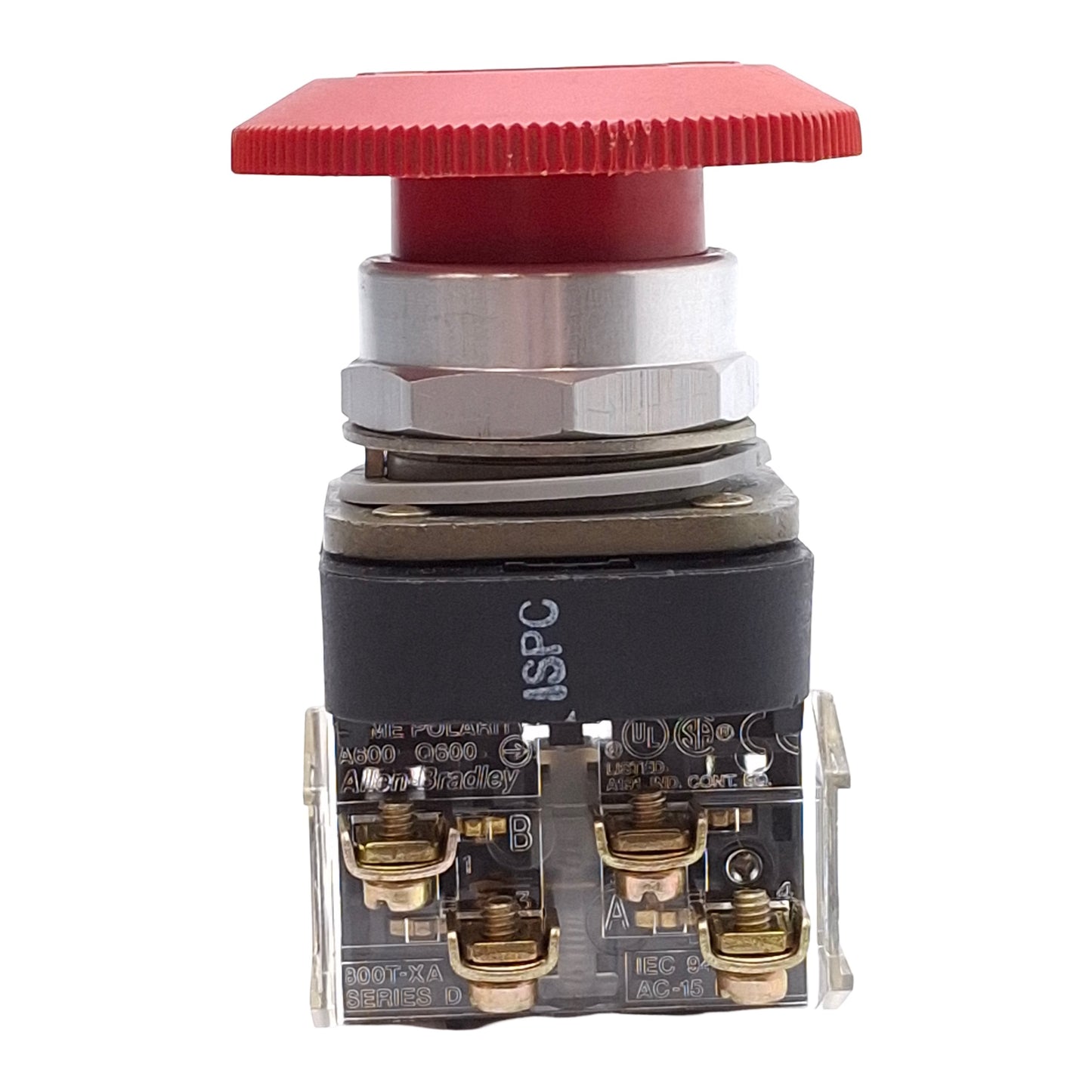 Used Allen Bradley 800T-FXT6A Red Pushbutton, Push-Pull/Twist-to-Reset, 1NO+1NC, 600V