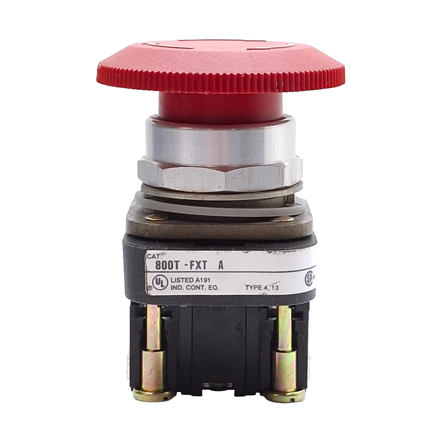 Used Allen Bradley 800T-FXT6A Red Pushbutton, Push-Pull/Twist-to-Reset, 1NO+1NC, 600V