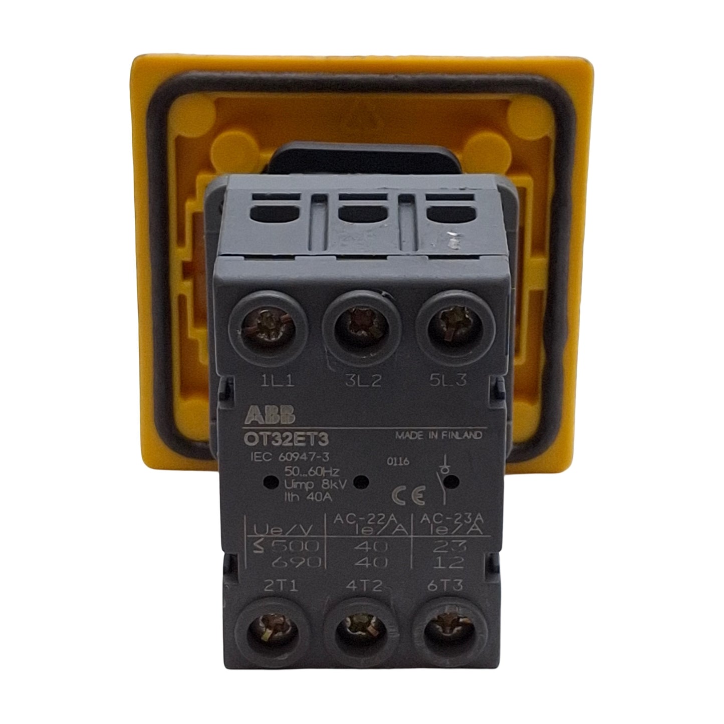 Used ABB OT32ET3 Rotary Disconnect Switch, 3-Pole, 40A 600VAC 25HP, Panel Mount