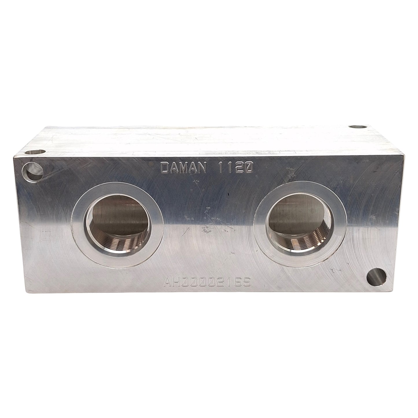 Used Daman AH0000216S Header Block, 2-Station, 3000PSI, 1-1/4in & 1in SAE Ports