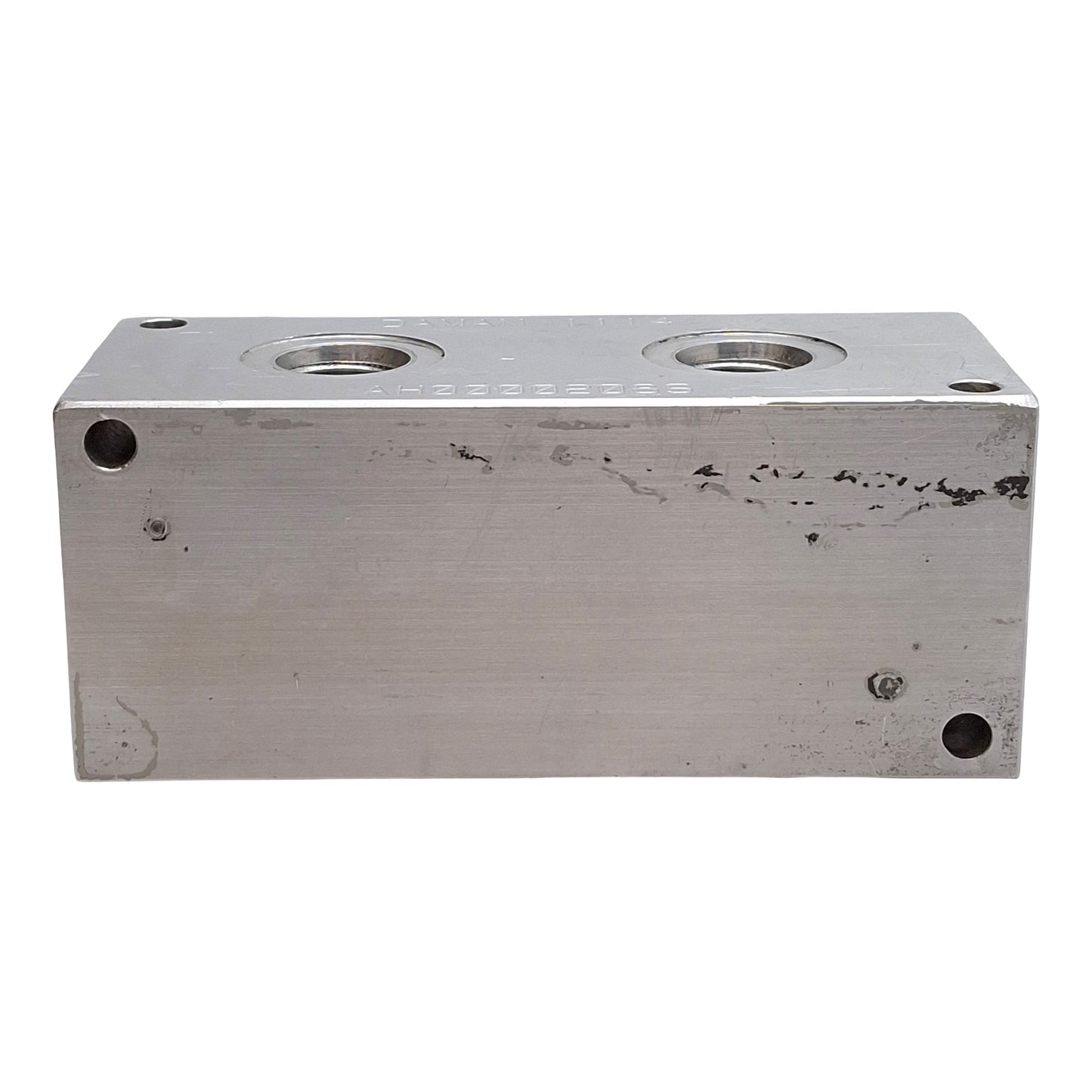 Used Daman AH0000208S Header Block, 2-Station, 3000PSI, 3/4in & 1/2in SAE Ports