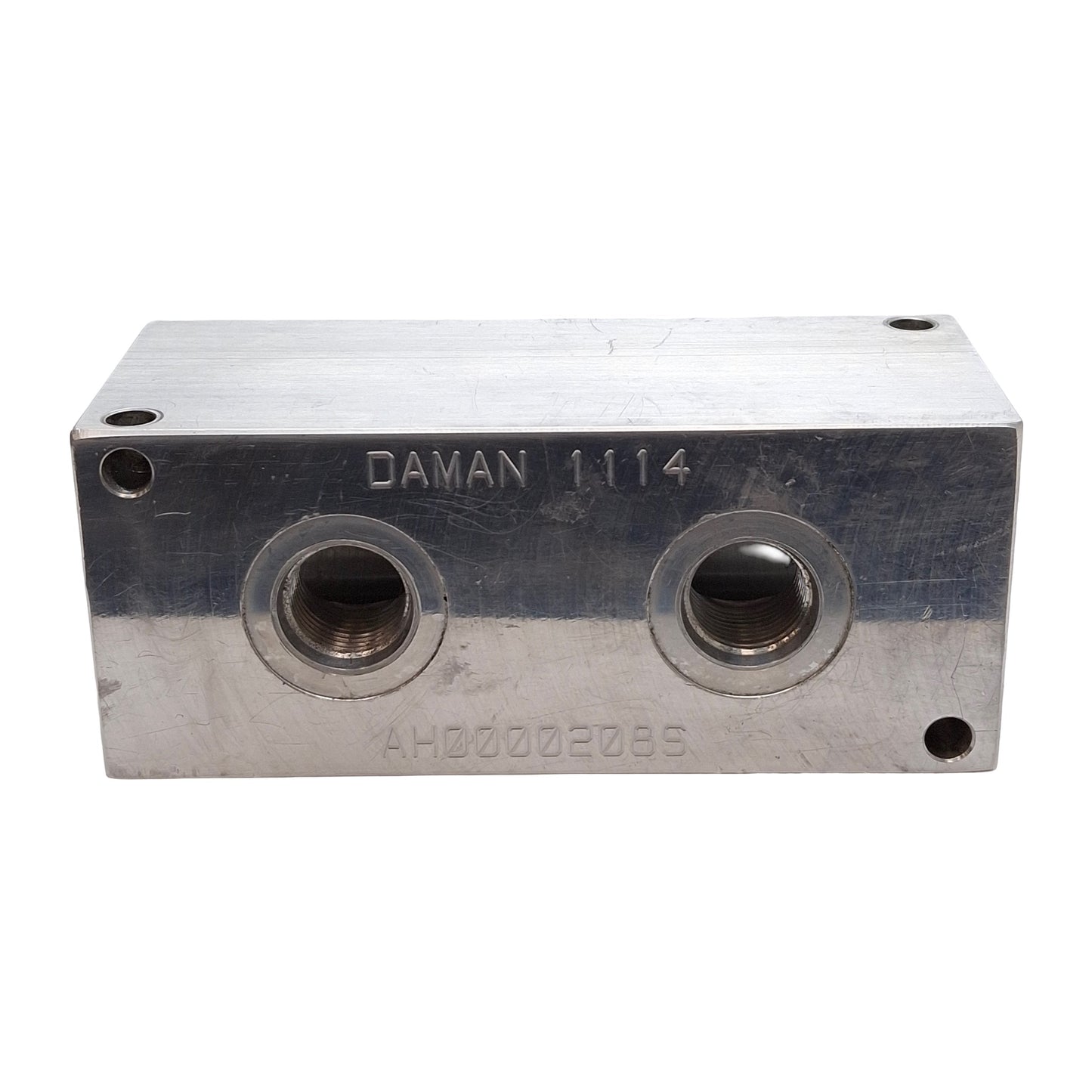 Used Daman AH0000208S Header Block, 2-Station, 3000PSI, 3/4in & 1/2in SAE Ports