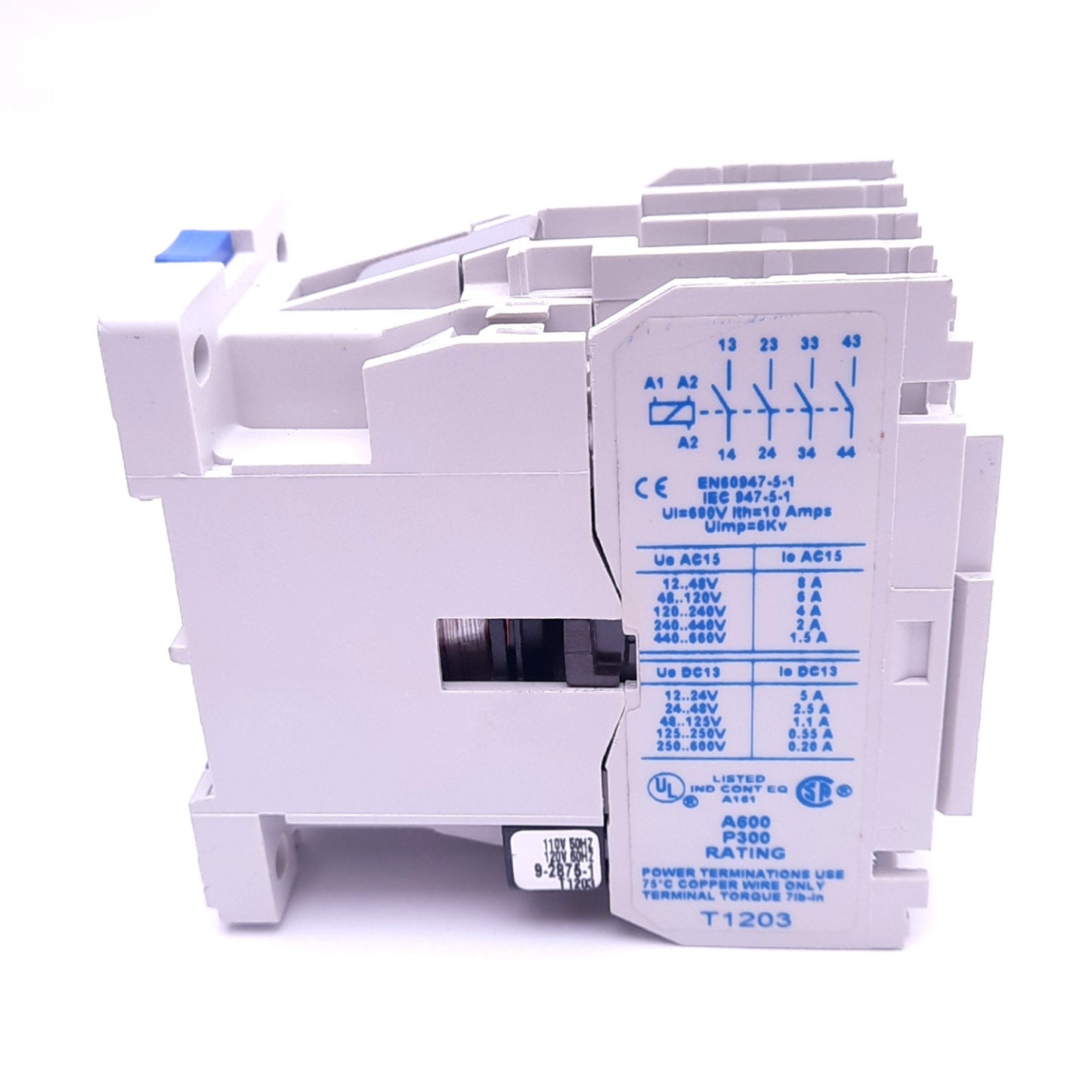 Used Cutler-Hammer D15CR40 Multipole Relay, 4NO, 600VAC 10A, 110/120VAC Coil