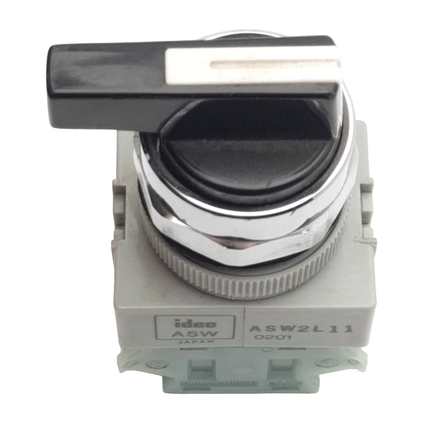 Used Idec ASW2L11 Lever Selector Switch, 2-Position 1N.O 1N.C, 10A 600VAC/VDC Contact