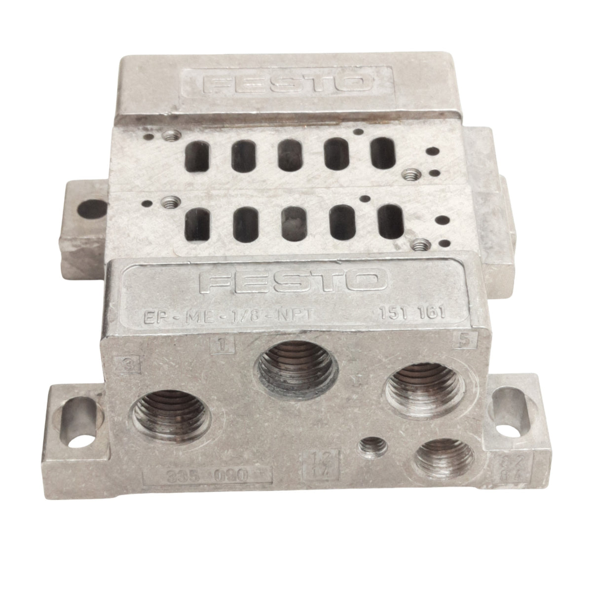Used Festo AW-ME-1/8NPT Pneumatic Manifold W/ Endplates 1/8 inch NPT Ports 2 Stations