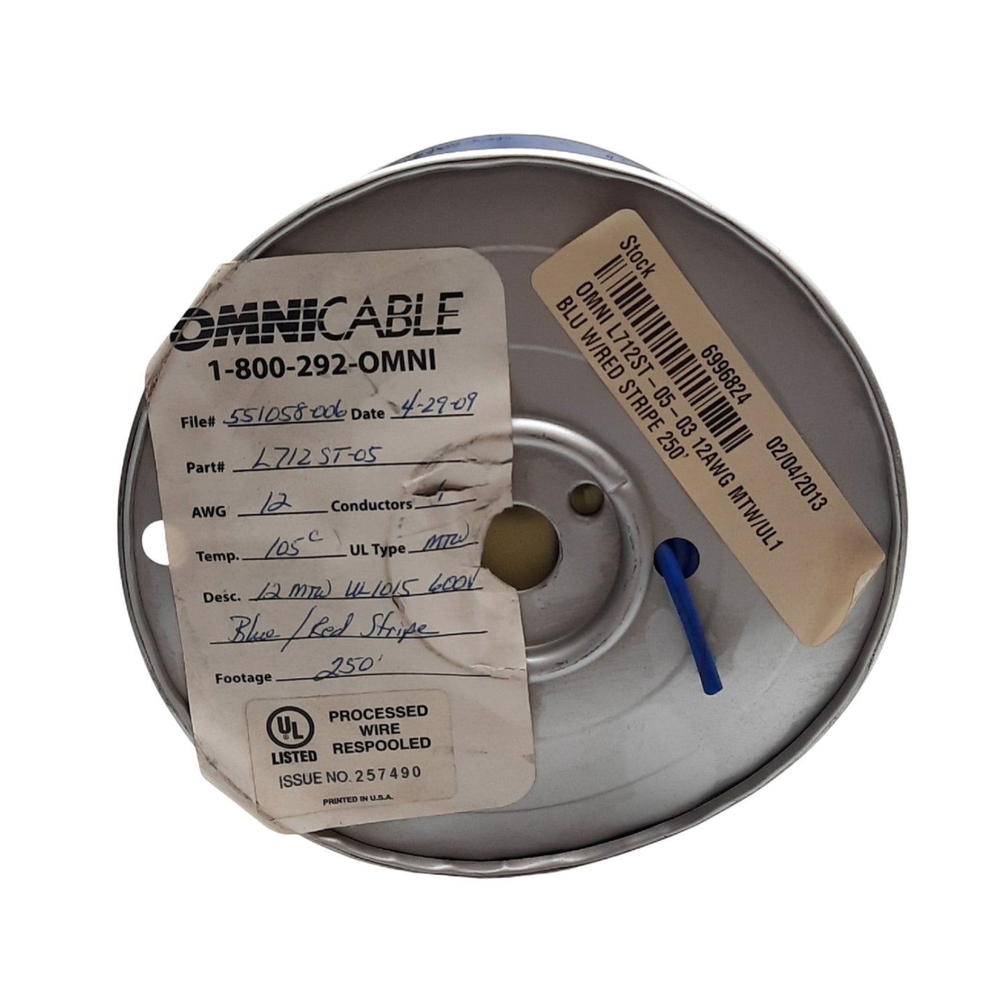 New Omni L712ST-05-03 Hook-Up Wire, 12 Gauge MTW/UL1015 250 Feet Blue 600V