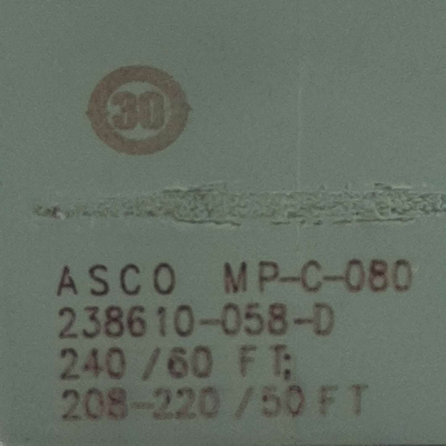 Used Asco 238610-058-D MP-C-080, Red-Hat Solenoid Valve 100psi 1/4in NPT, 120VAC Coil